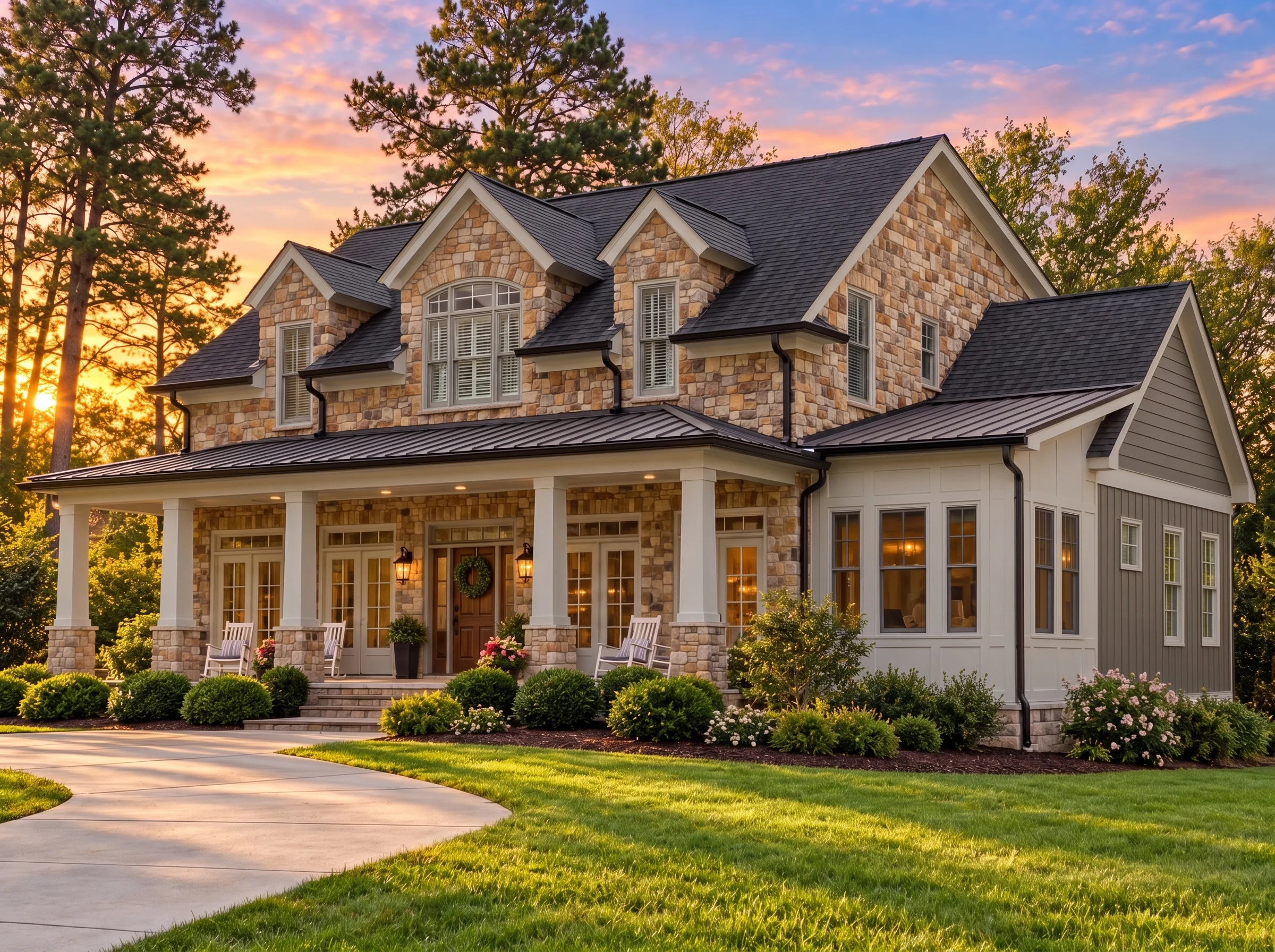14-1877 HOUSE PLAN – Traditional Craftsman Home Plan – 4-Bed, 3.5-Bath, 3,392 SF - Warm Charcoal, AI-generated exterior concept