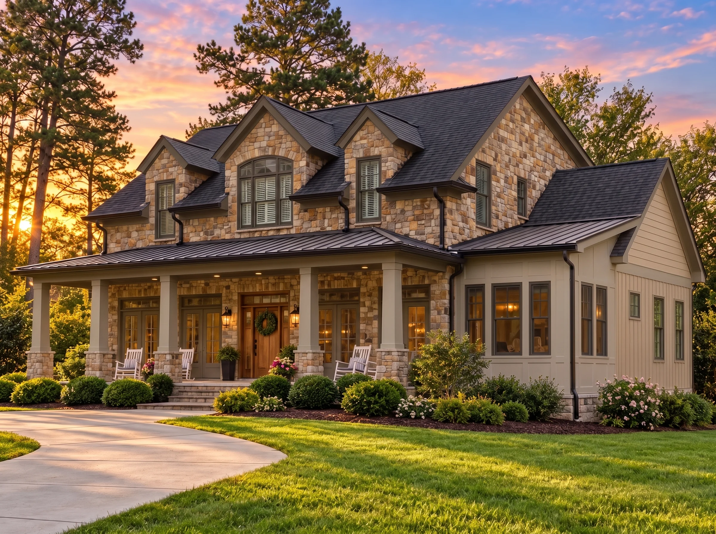 14-1877 HOUSE PLAN – Traditional Craftsman Home Plan – 4-Bed, 3.5-Bath, 3,392 SF - Mushroom Taupe, AI-generated exterior concept