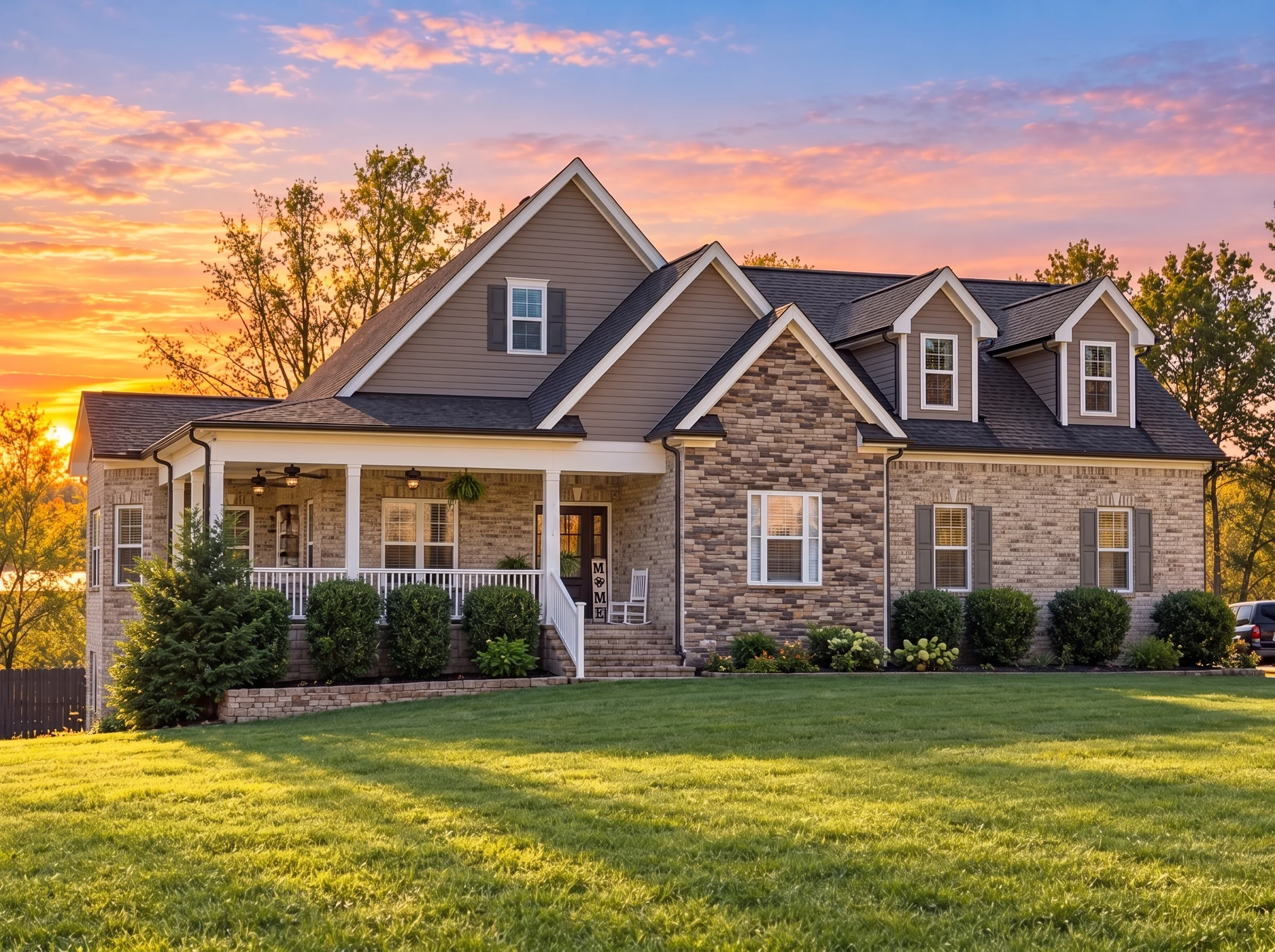 14-1866 HOUSE PLAN – Classic Farmhouse Home Plan – 3-Bed, 3-Bath, 2,972 SF - Natural Brick, AI-generated exterior concept