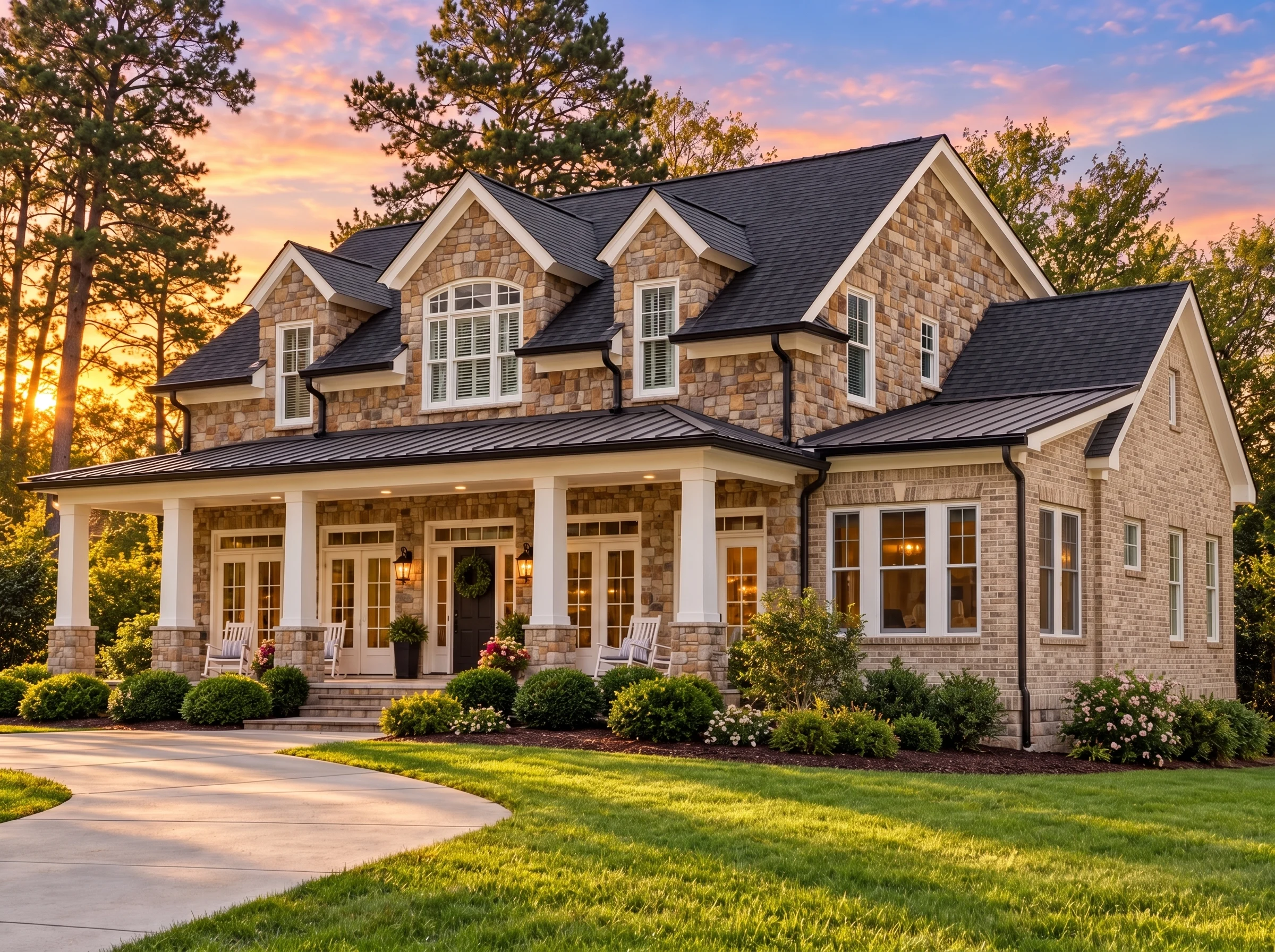 14-1877 HOUSE PLAN – Traditional Craftsman Home Plan – 4-Bed, 3.5-Bath, 3,392 SF - Natural Brick, AI-generated exterior concept