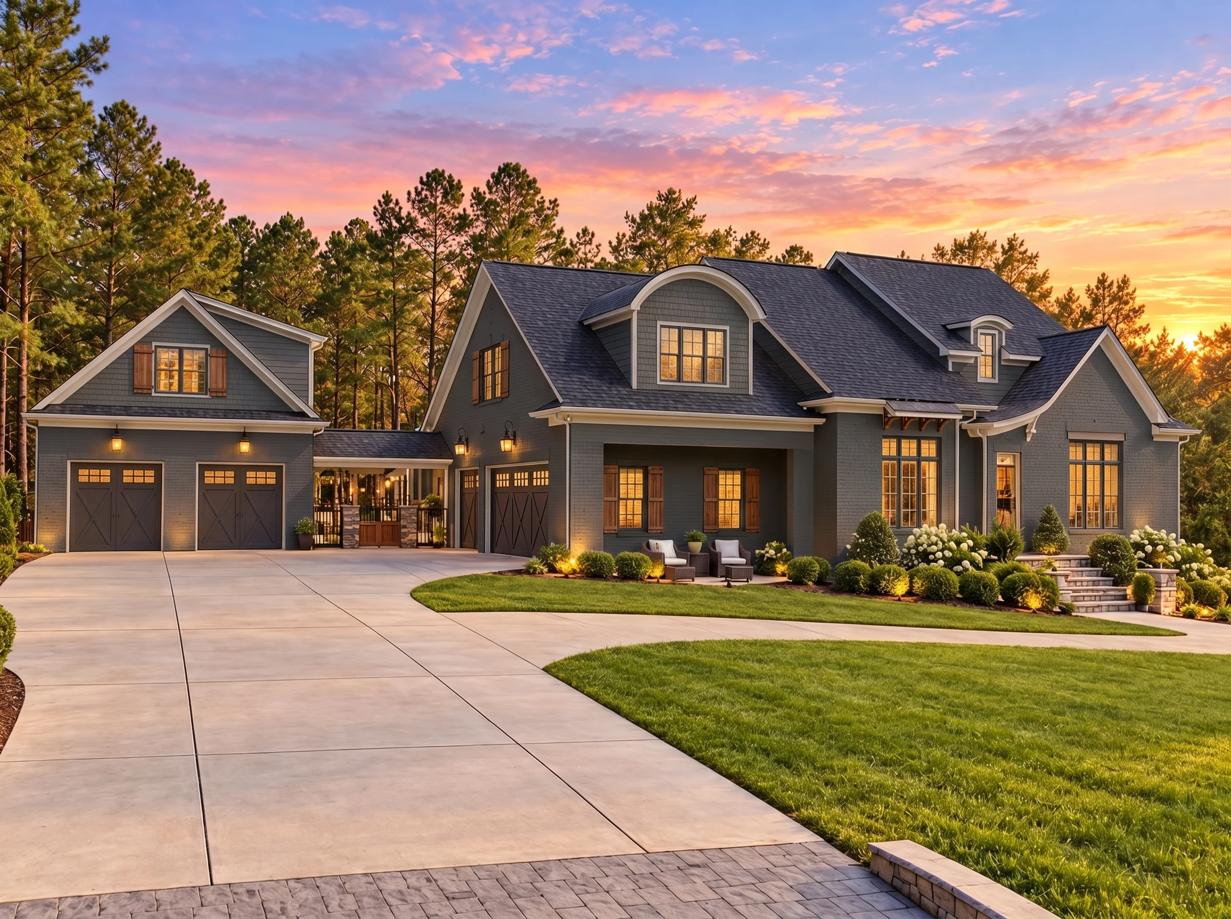 14-2031 HOUSE PLAN – French Country Home Plan – 5-Bed, 4.5-Bath, 5,244 SF - Warm Charcoal, AI-generated exterior concept