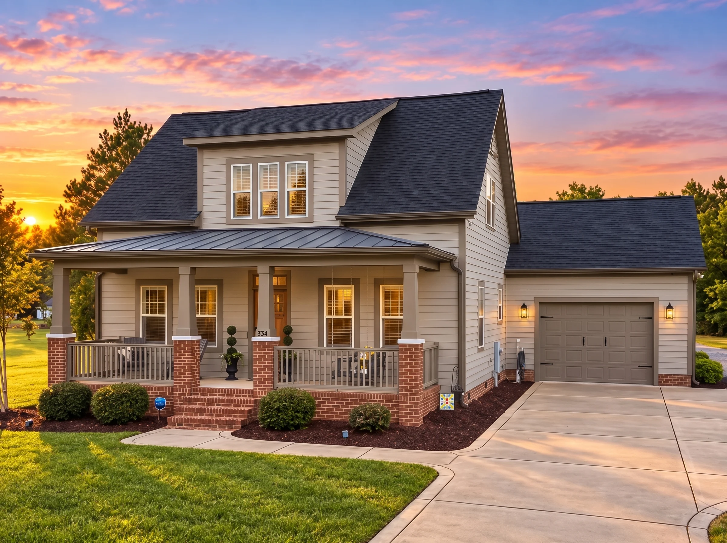 14-1989 HOUSE PLAN – Modern Farmhouse Home Plan – 3-Bed, 2.5-Bath, 1,750 SF - Mushroom Taupe, AI-generated exterior concept