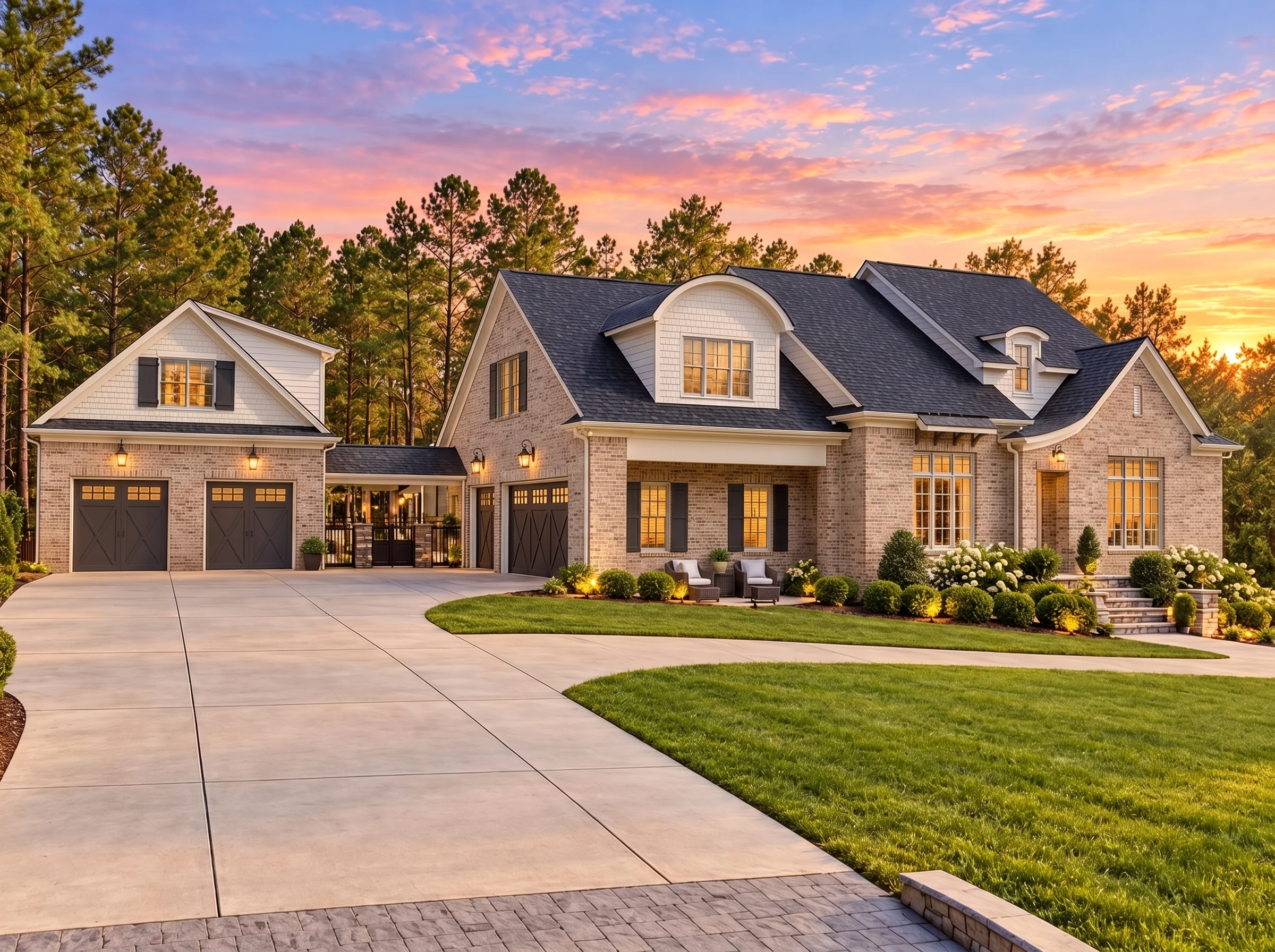 14-2031 HOUSE PLAN – French Country Home Plan – 5-Bed, 4.5-Bath, 5,244 SF - Natural Brick, AI-generated exterior concept