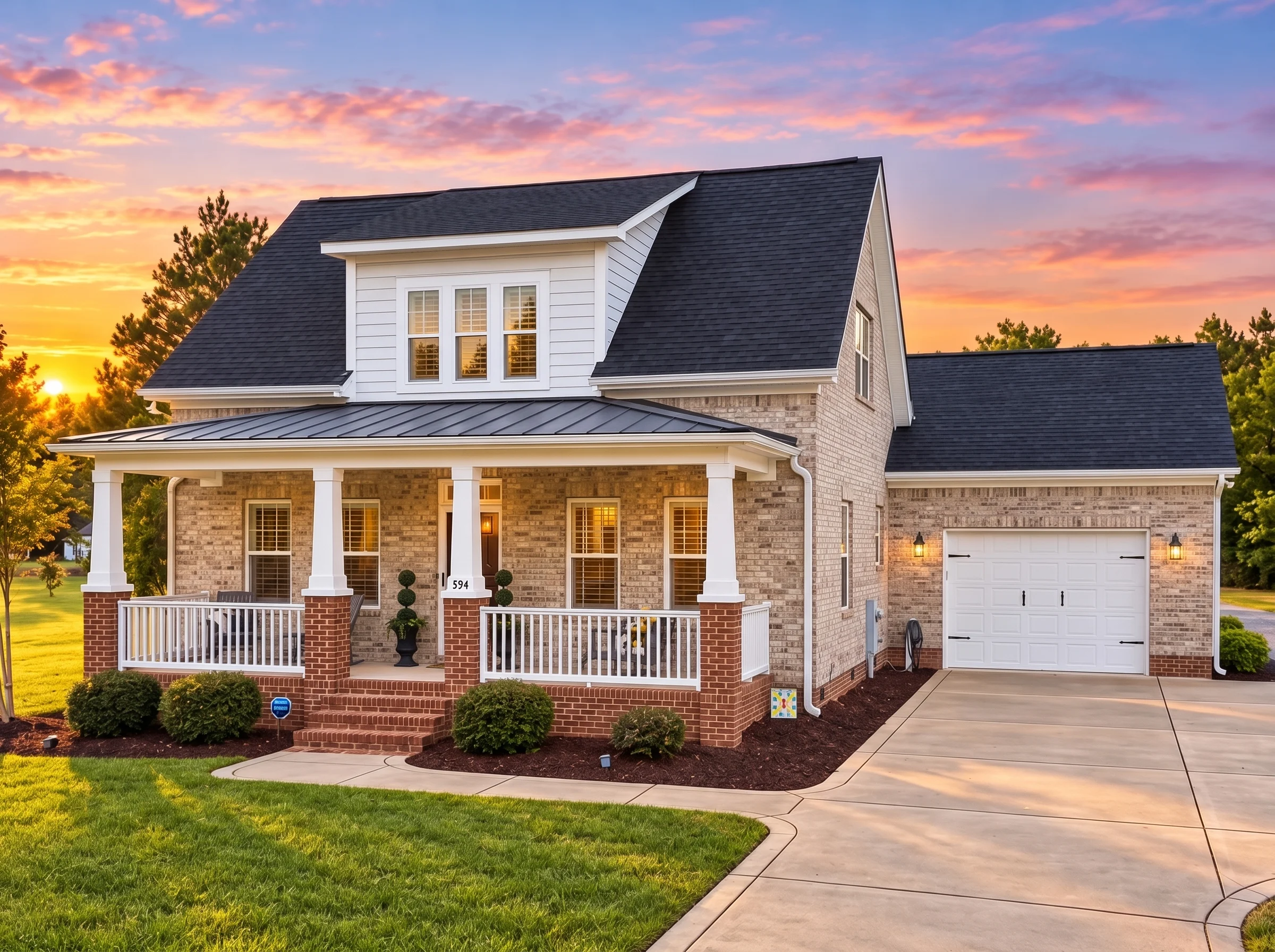 14-1989 HOUSE PLAN – Modern Farmhouse Home Plan – 3-Bed, 2.5-Bath, 1,750 SF - Natural Brick, AI-generated exterior concept