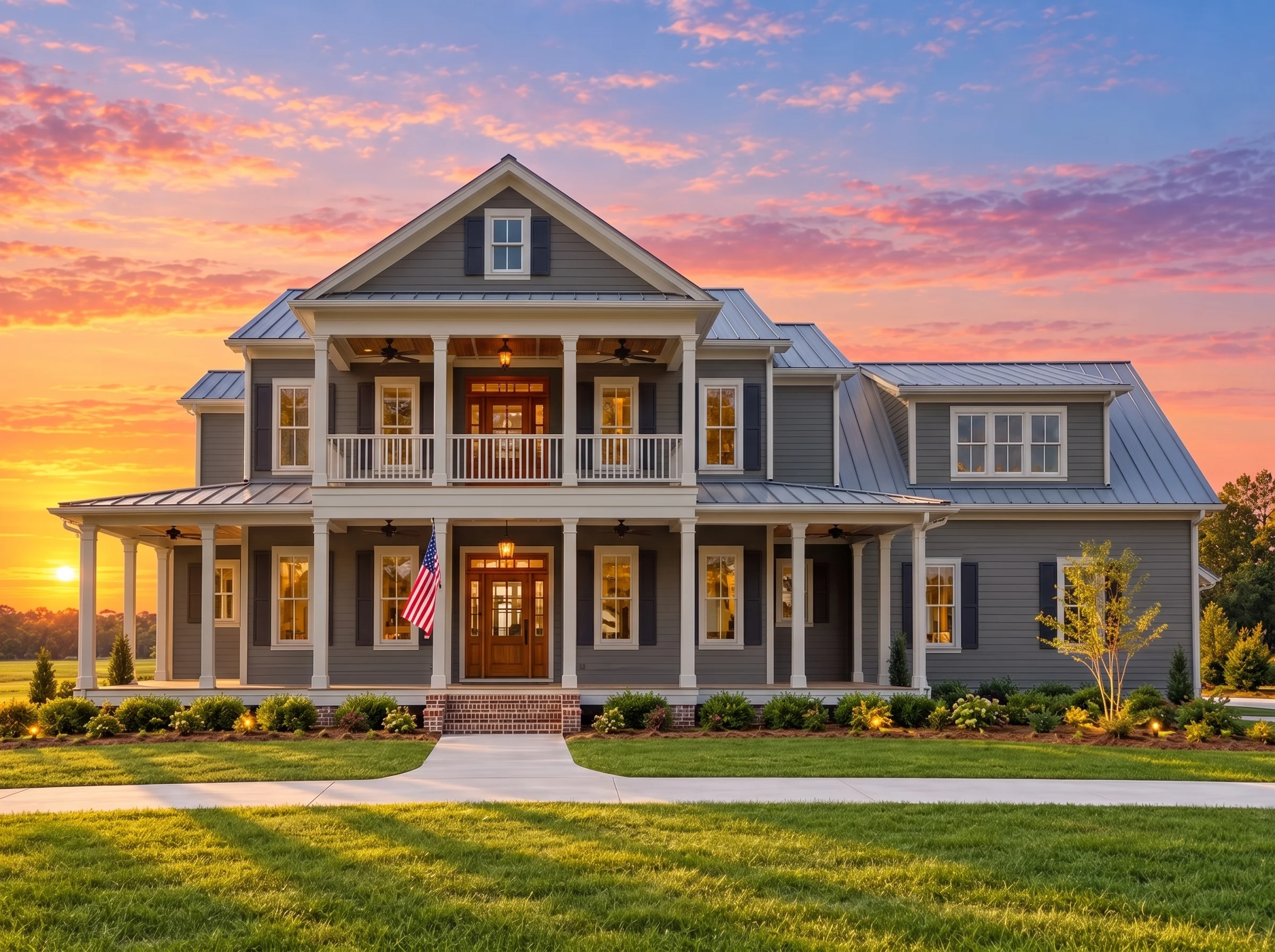 14-2048 HOUSE PLAN – Classical Southern Home Plan – 5-Bed, 3.5-Bath, 4,050 SF - Warm Charcoal, AI-generated exterior concept