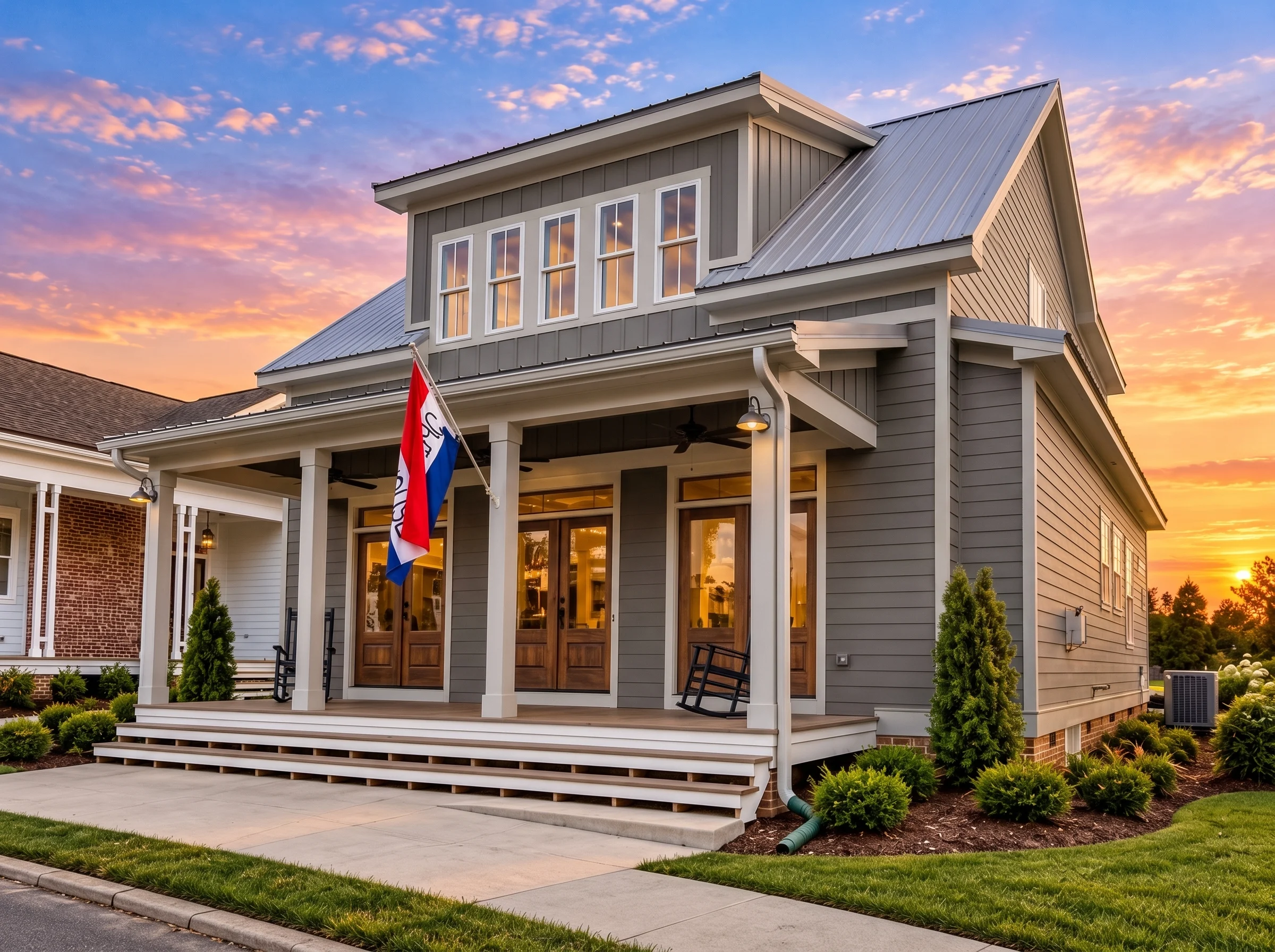 14-2070 HOUSE PLAN – Coastal Farmhouse Home Plan – 3-Bed, 2.5-Bath, 2,313 SF - Warm Charcoal, AI-generated exterior concept