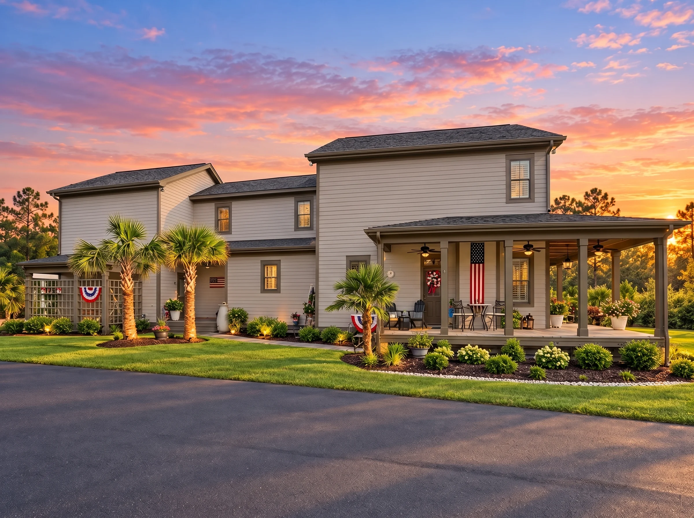 14-2050 HOUSE PLAN – Low Country Home Plan – 3-Bed, 2.5-Bath, 2,448 SF - Mushroom Taupe, AI-generated exterior concept