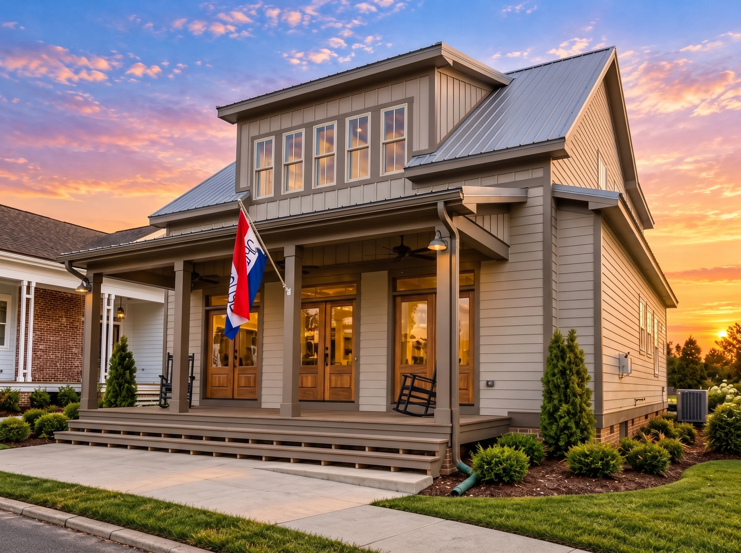 14-2070 HOUSE PLAN – Coastal Farmhouse Home Plan – 3-Bed, 2.5-Bath, 2,313 SF - Mushroom Taupe, AI-generated exterior concept