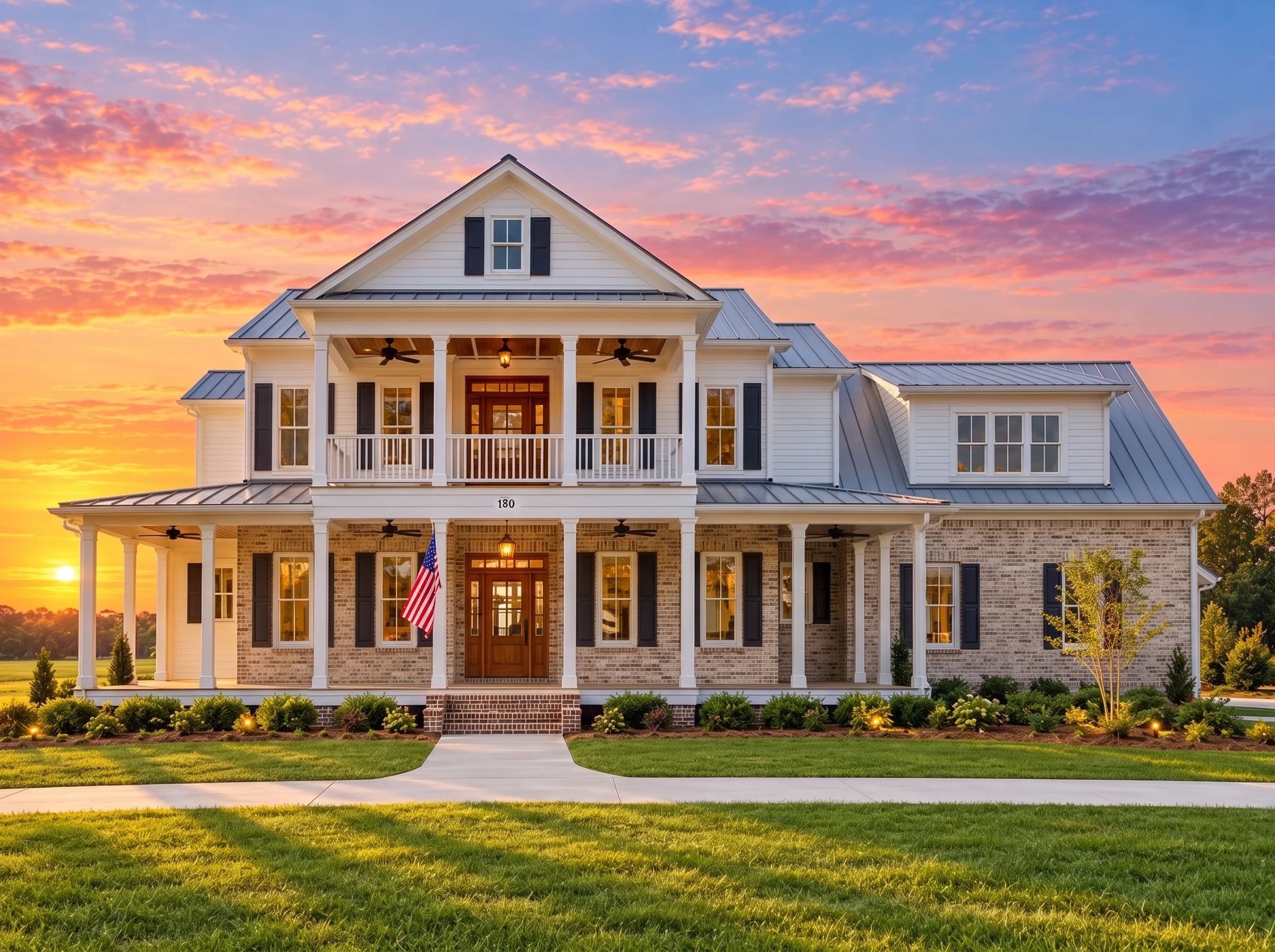 14-2048 HOUSE PLAN – Classical Southern Home Plan – 5-Bed, 3.5-Bath, 4,050 SF - Natural Brick, AI-generated exterior concept