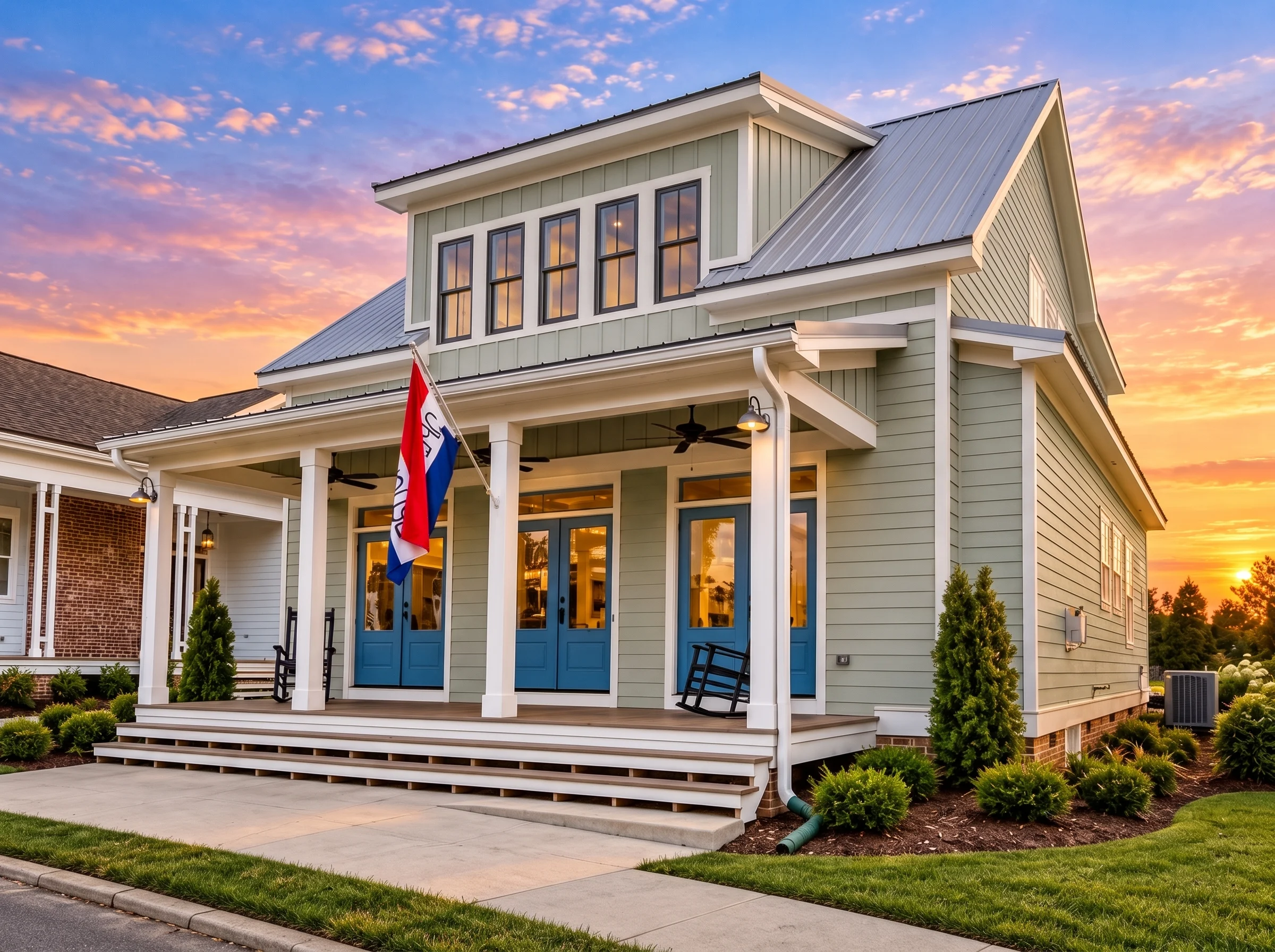 14-2070 HOUSE PLAN – Coastal Farmhouse Home Plan – 3-Bed, 2.5-Bath, 2,313 SF - Muted Sage, AI-generated exterior concept