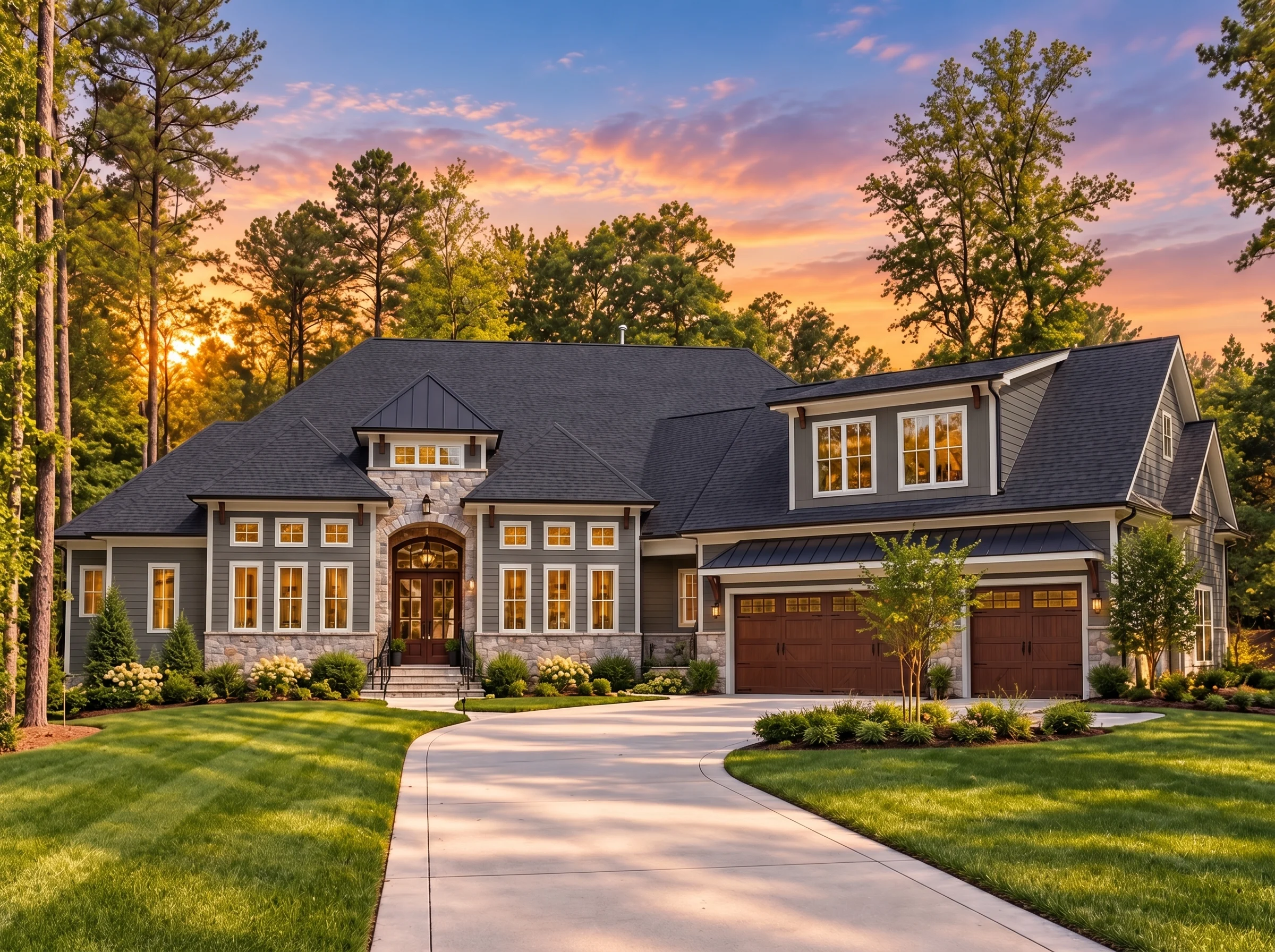 14-2181 HOUSE PLAN – Modern Craftsman Home Plan – 4-Bed, 3.5-Bath, 4,674 SF - Warm Charcoal, AI-generated exterior concept