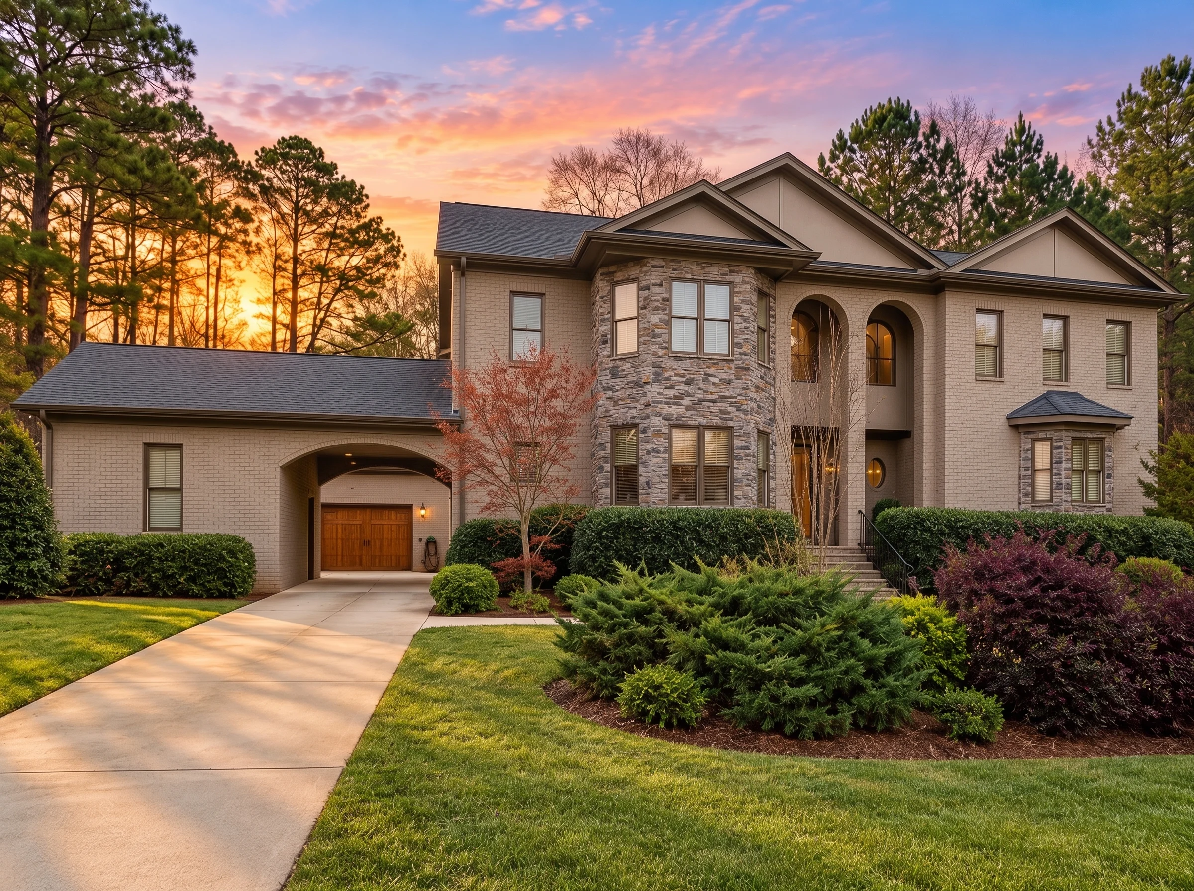 14-2150 HOUSE PLAN – Classic Suburban Home Plan – 4-Bed, 5-Bath, 5,995 SF - Mushroom Taupe, AI-generated exterior concept