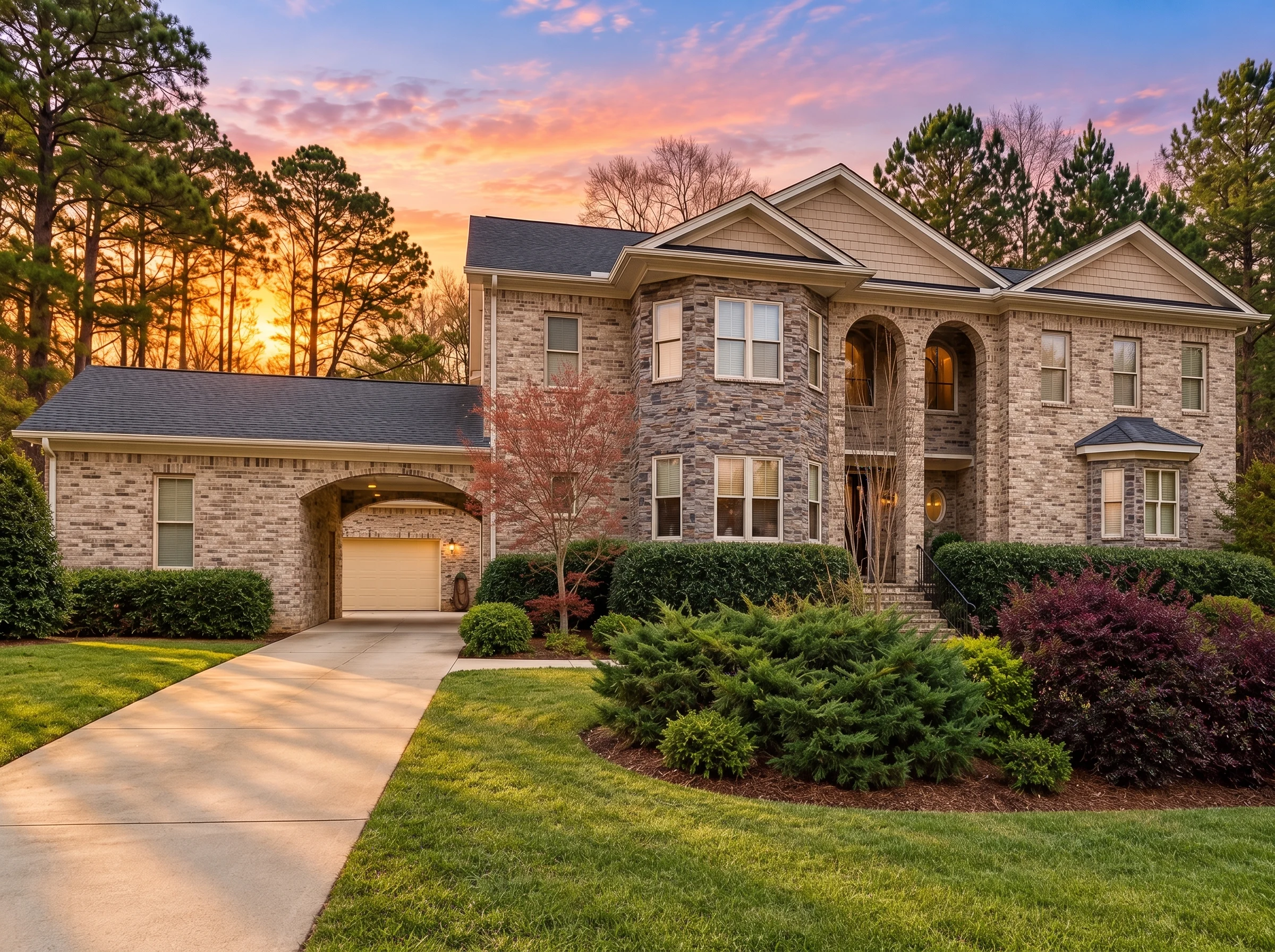 14-2150 HOUSE PLAN – Classic Suburban Home Plan – 4-Bed, 5-Bath, 5,995 SF - Natural Brick, AI-generated exterior concept