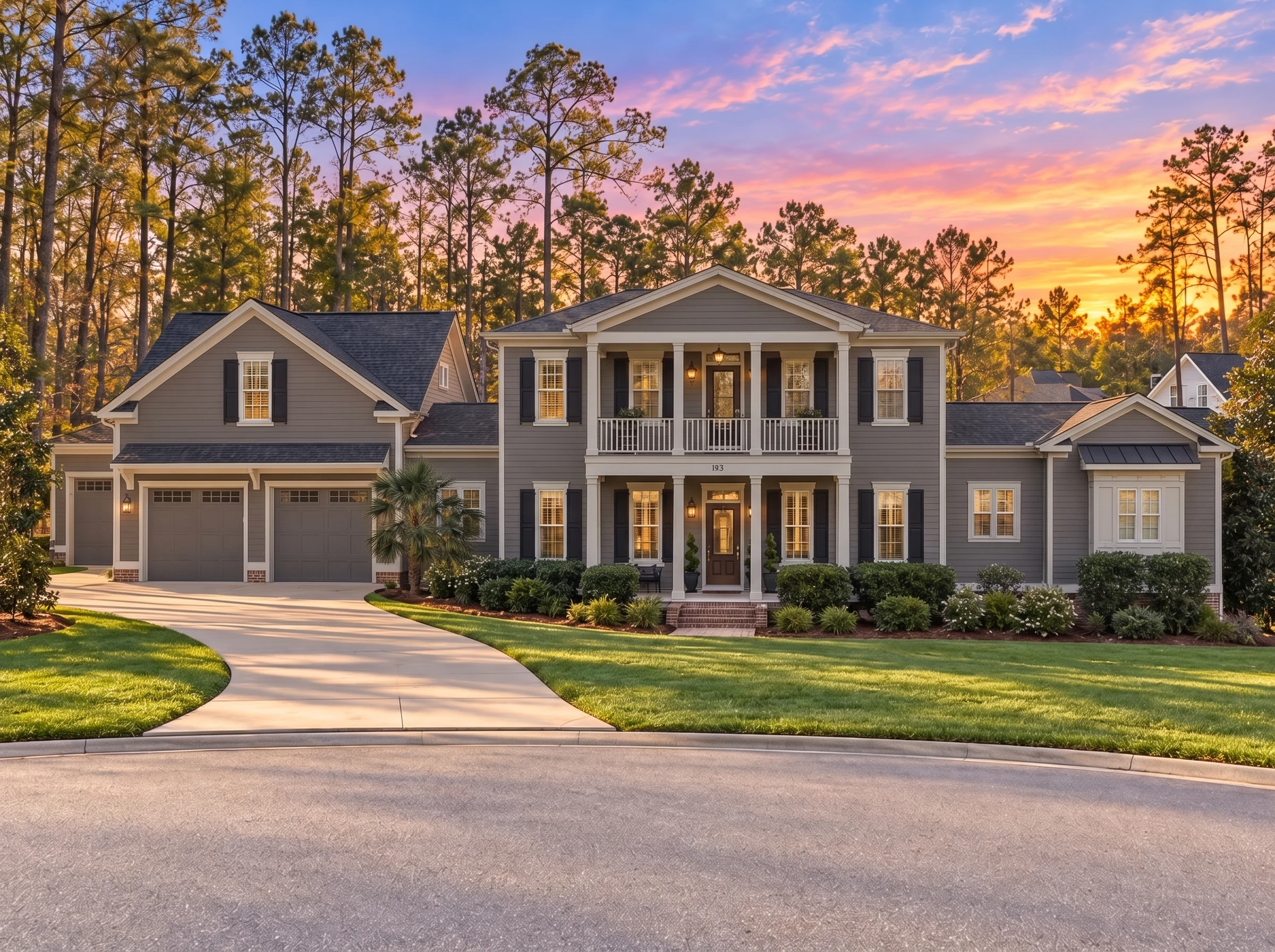 15-1102 HOUSE PLAN – Classical Southern Home Plan – 4-Bed, 2.5-Bath, 3,186 SF - Warm Charcoal, AI-generated exterior concept
