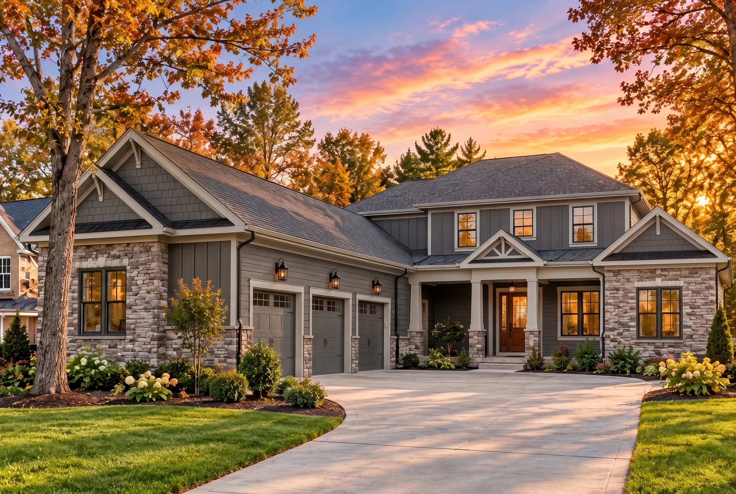 15-1312 HOUSE PLAN – Modern Craftsman Home Plan – 5-Bed, 4.5-Bath, 4,162 SF - Warm Charcoal, AI-generated exterior concept