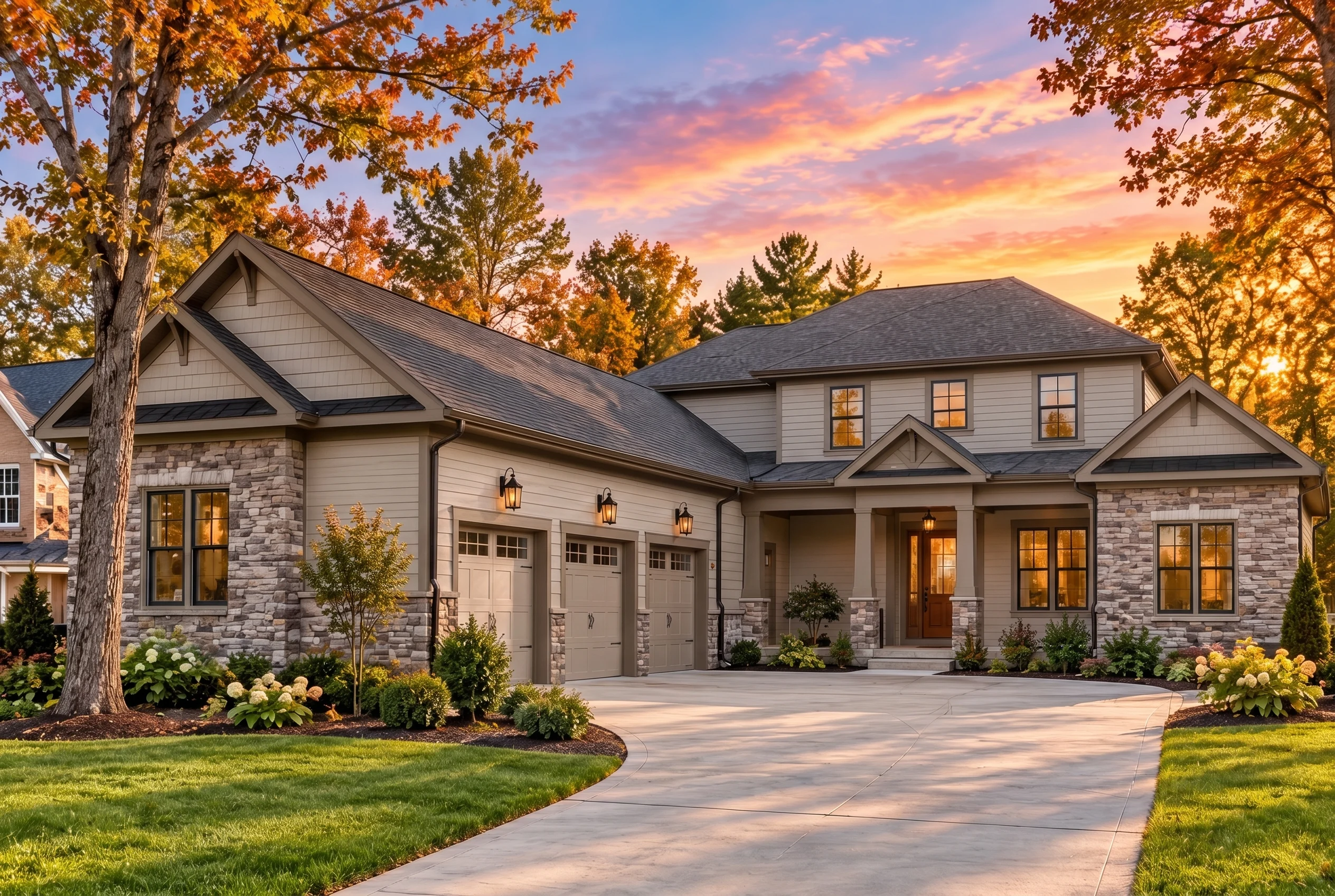 15-1312 HOUSE PLAN – Modern Craftsman Home Plan – 5-Bed, 4.5-Bath, 4,162 SF - Mushroom Taupe, AI-generated exterior concept