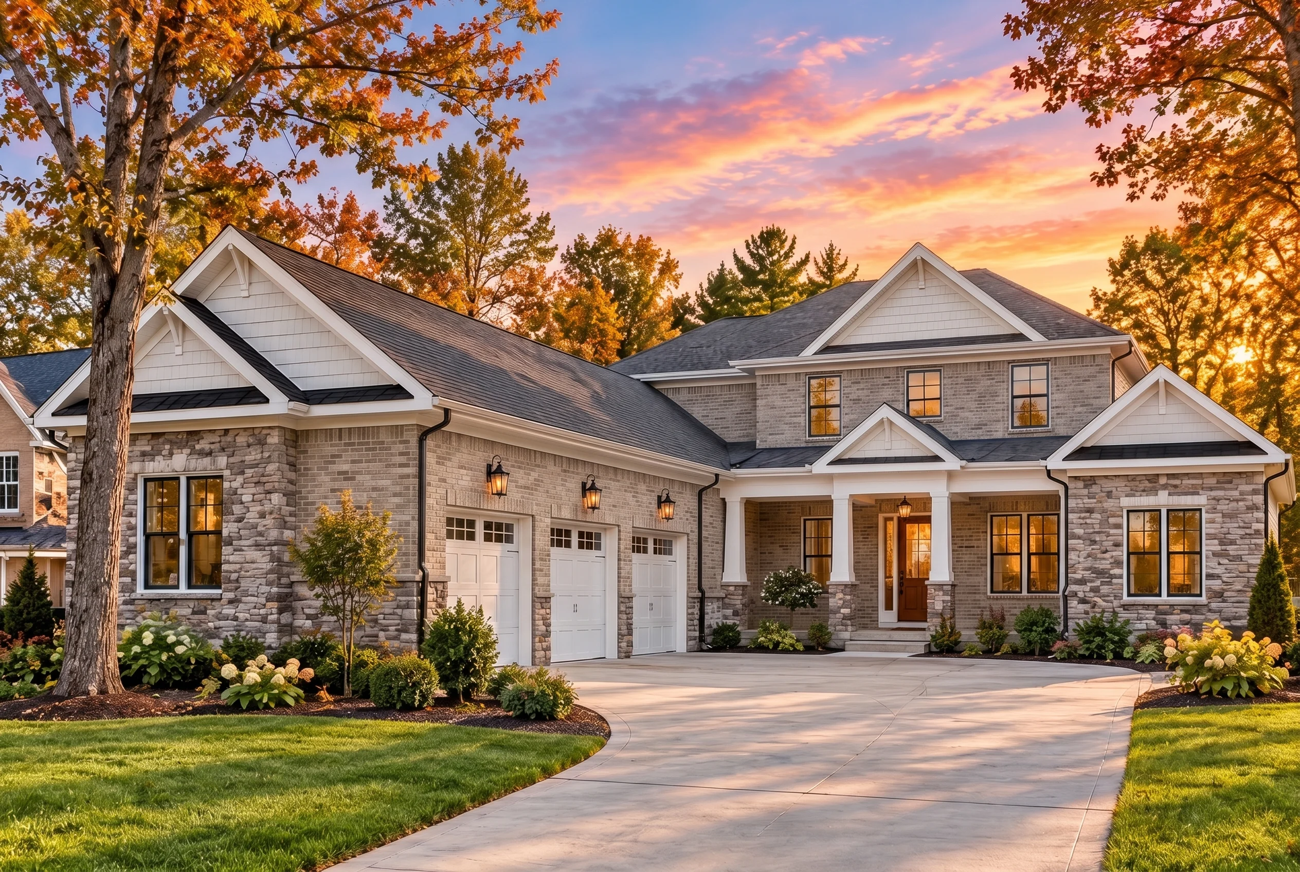 15-1312 HOUSE PLAN – Modern Craftsman Home Plan – 5-Bed, 4.5-Bath, 4,162 SF - Natural Brick, AI-generated exterior concept