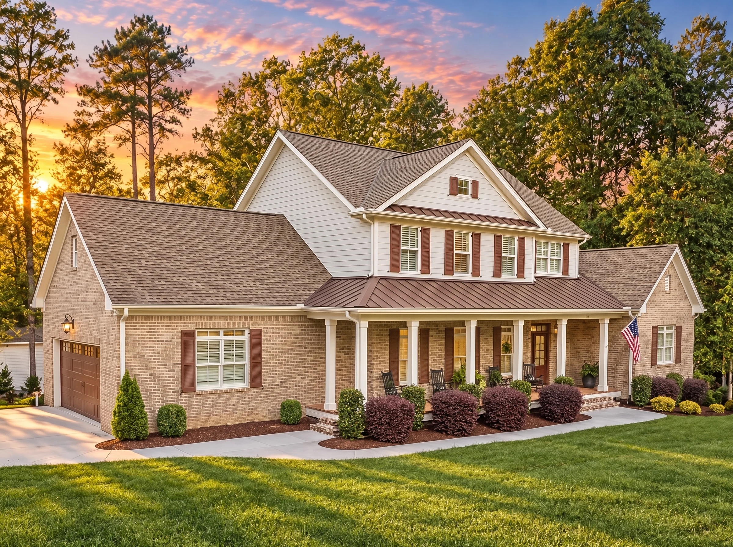 15-1669 HOUSE PLAN – Classic Farmhouse Home Plan – 4-Bed, 3.5-Bath, 3,127 SF - Natural Brick, AI-generated exterior concept