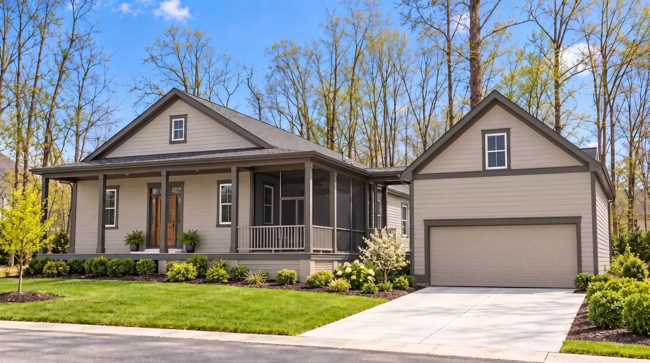 15-1728 HOUSE PLAN – Modern Farmhouse Home Plan – 3-Bed, 2-Bath, 1,875 SF - Mushroom Taupe, AI-generated exterior concept