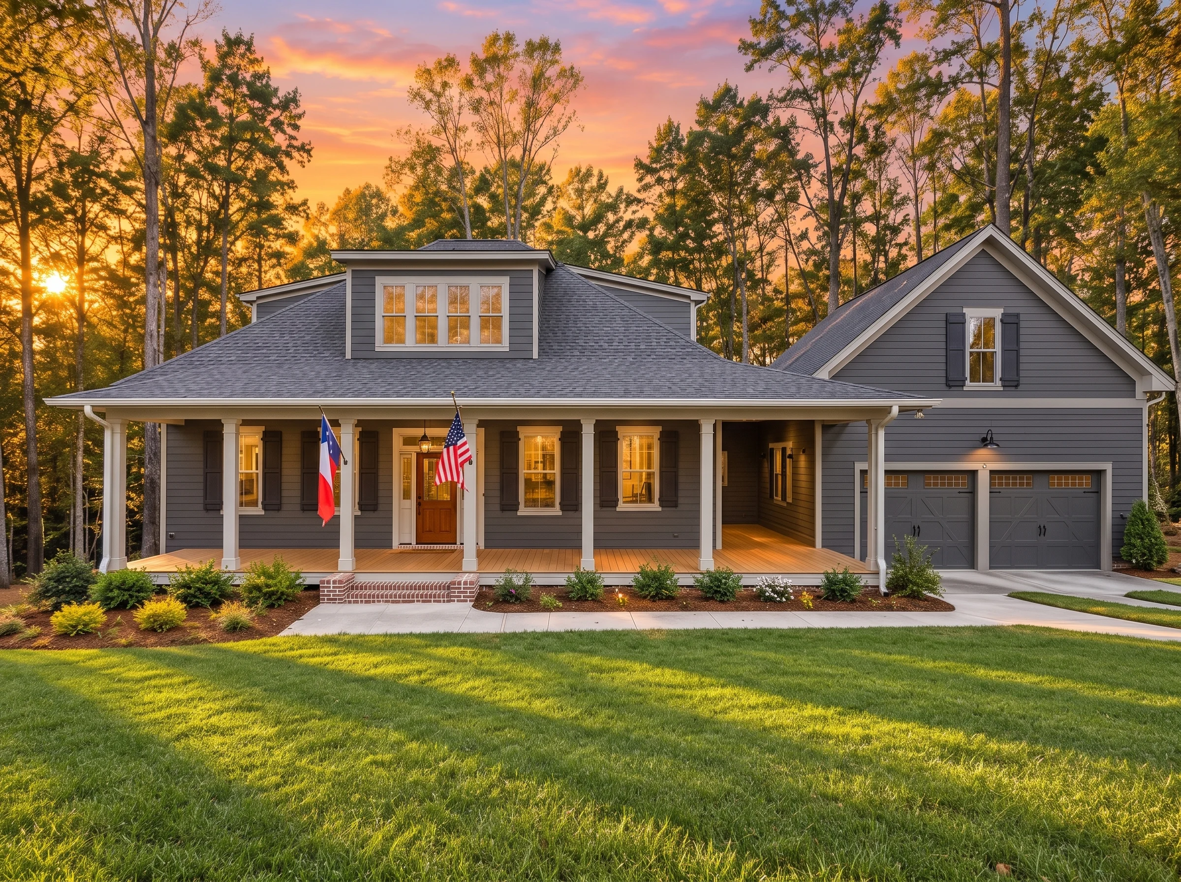 15-1944 HOUSE PLAN – Classic Farmhouse Home Plan – 4-Bed, 3-Bath, 2,888 SF - Warm Charcoal, AI-generated exterior concept