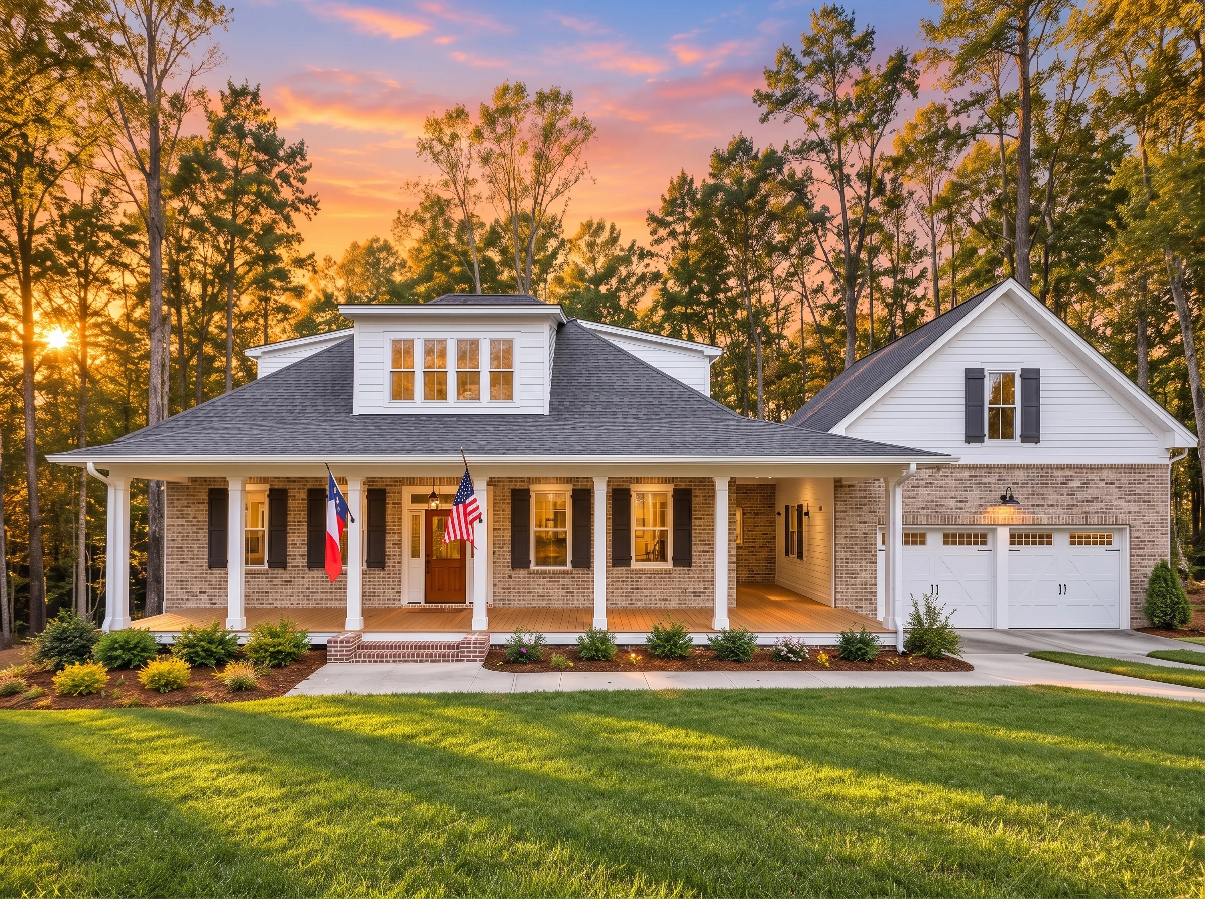15-1944 HOUSE PLAN – Classic Farmhouse Home Plan – 4-Bed, 3-Bath, 2,888 SF - Natural Brick, AI-generated exterior concept