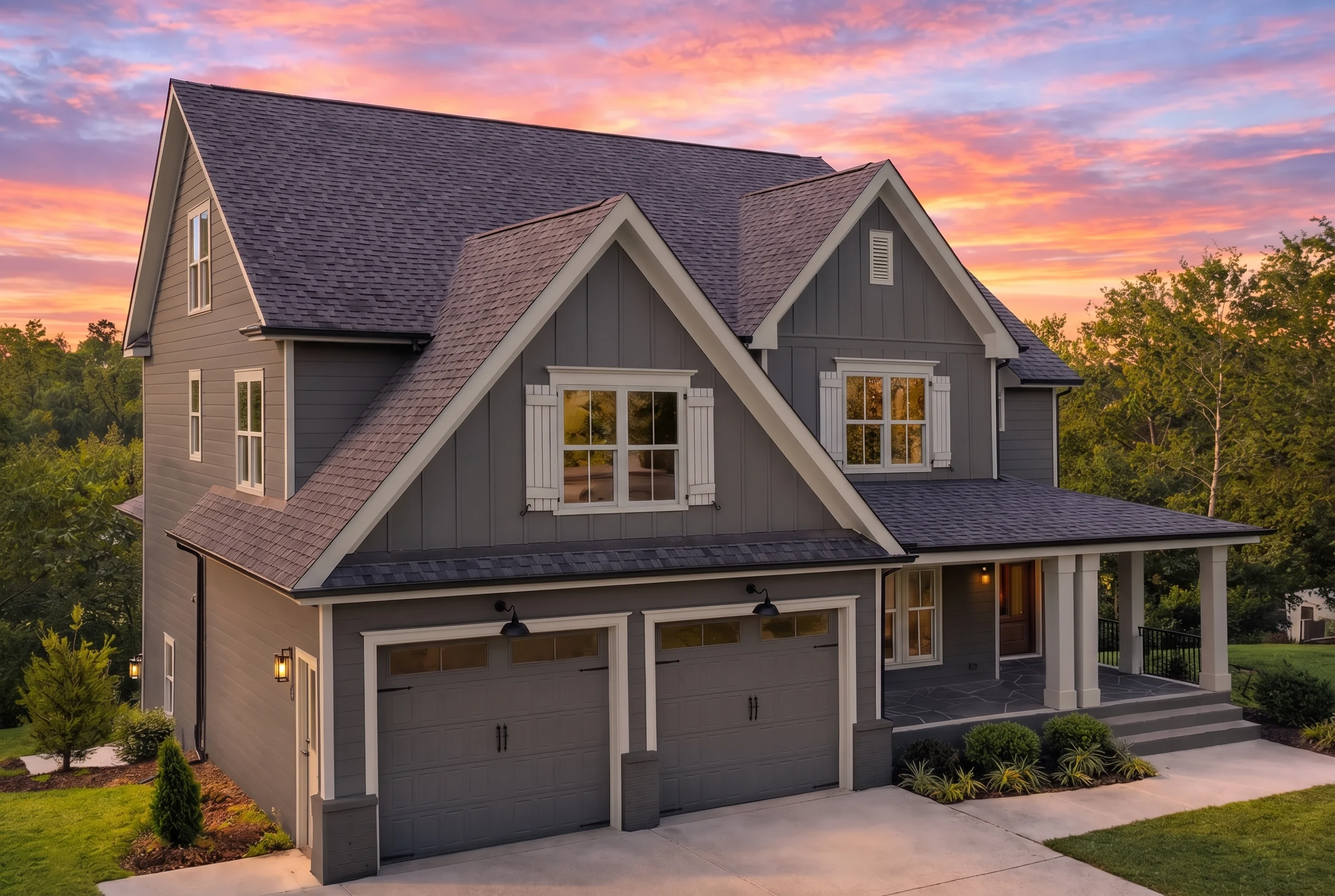 20-1074 HOUSE PLAN – New American House Plan – 4-Bed, 3.5-Bath, 2,912 SF - Warm Charcoal, AI-generated exterior concept