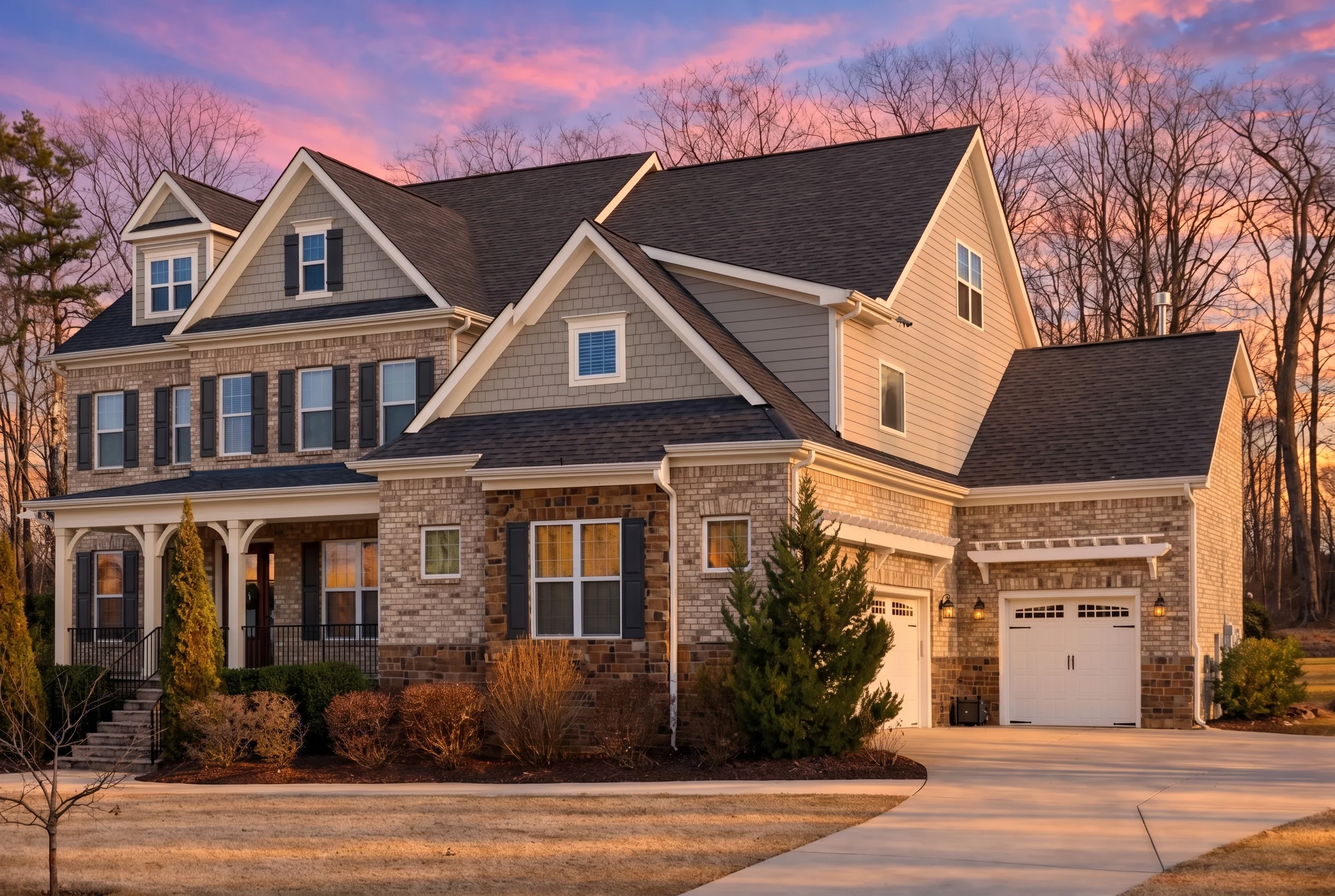 17-1901 HOUSE PLAN – New American House Plan – 5-Bed, 4.5-Bath, 4,210 SF - Natural Brick, AI-generated exterior concept