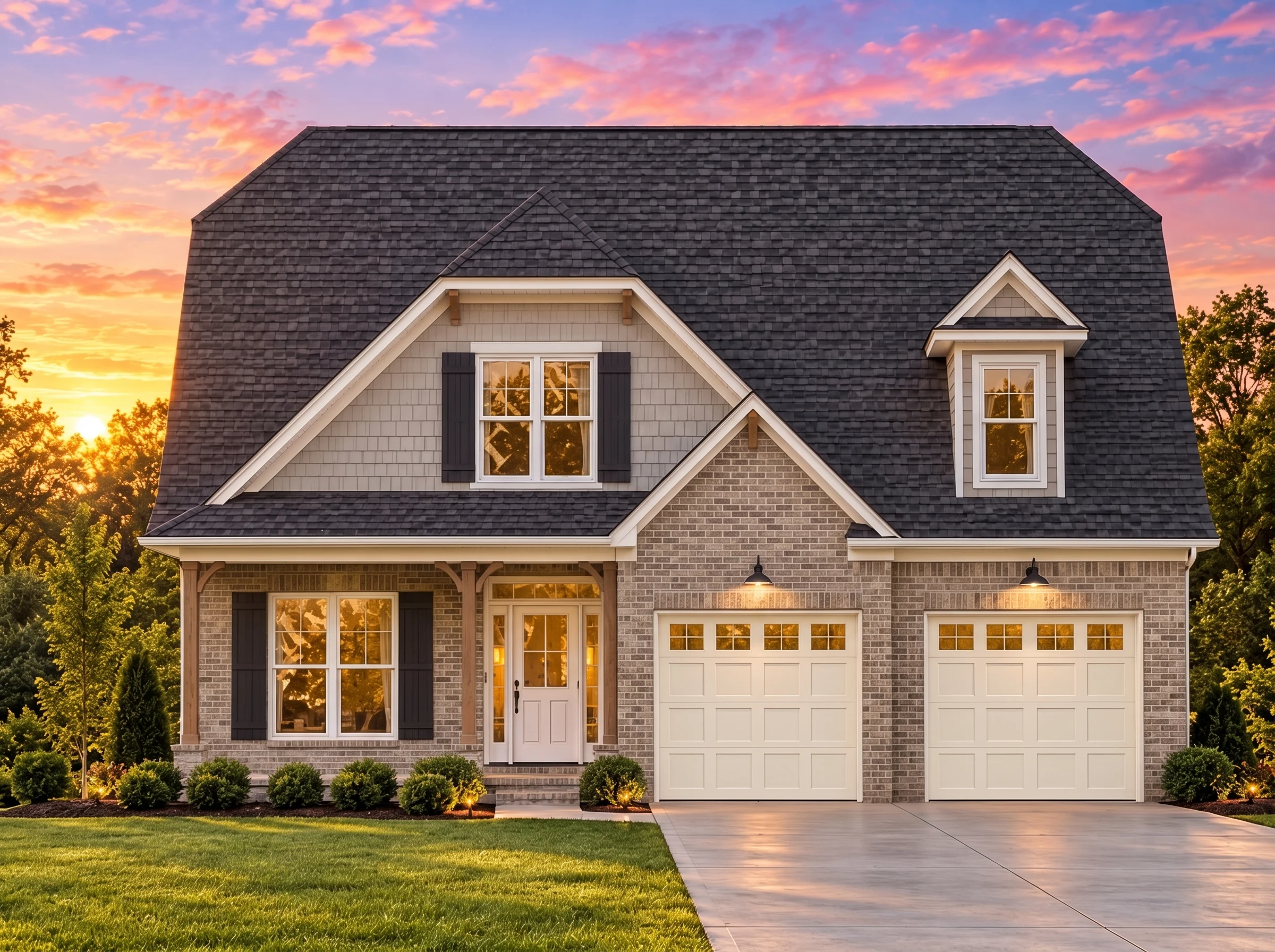 Plan  11-1895 – Essex Walk |  Traditional Craftsman – 4-Bed, 3.5-Bath, 2,332 SF - Natural Brick, AI-generated exterior concept