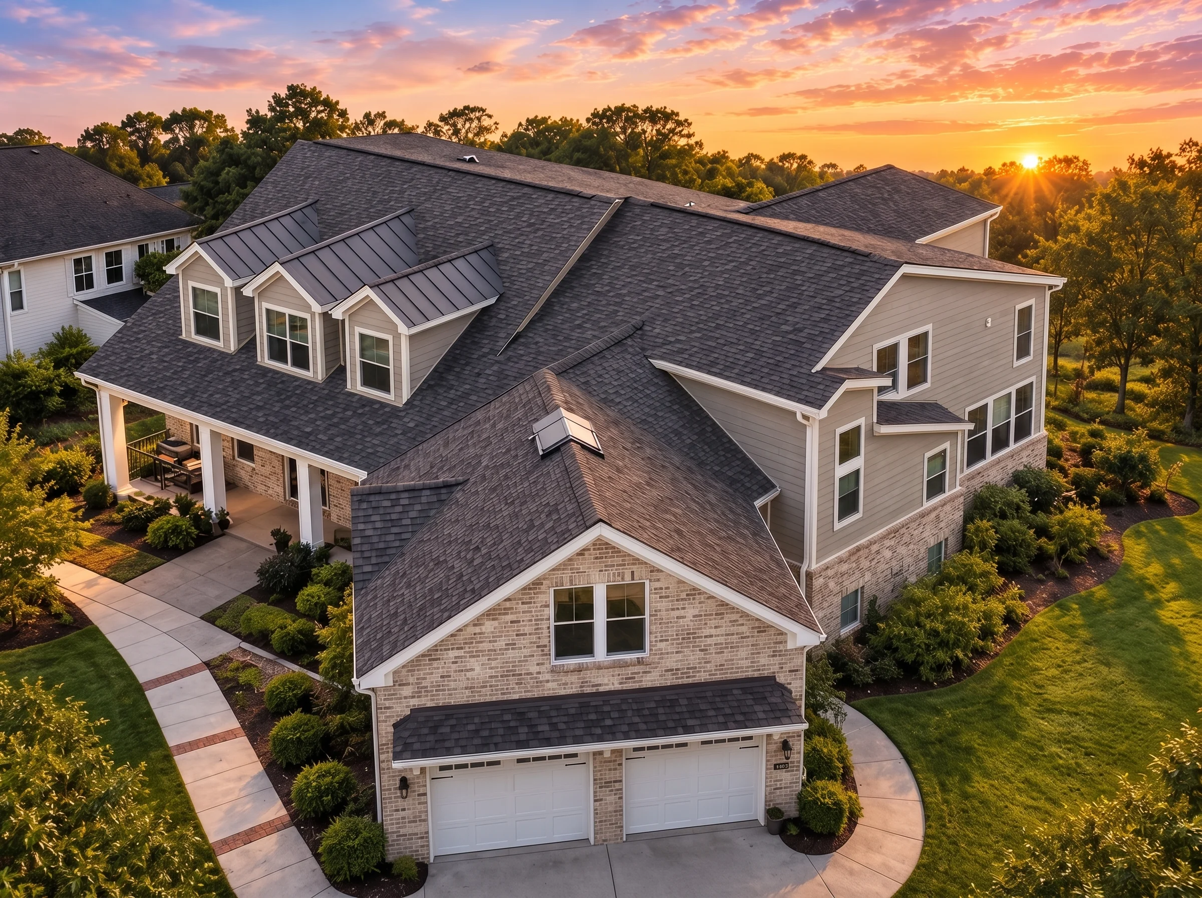 Plan  11-1892C – Tahoe Lodge |  Traditional Farmhouse – 4-Bed, 4-Bath, 4,064 SF - Natural Brick, AI-generated exterior concept