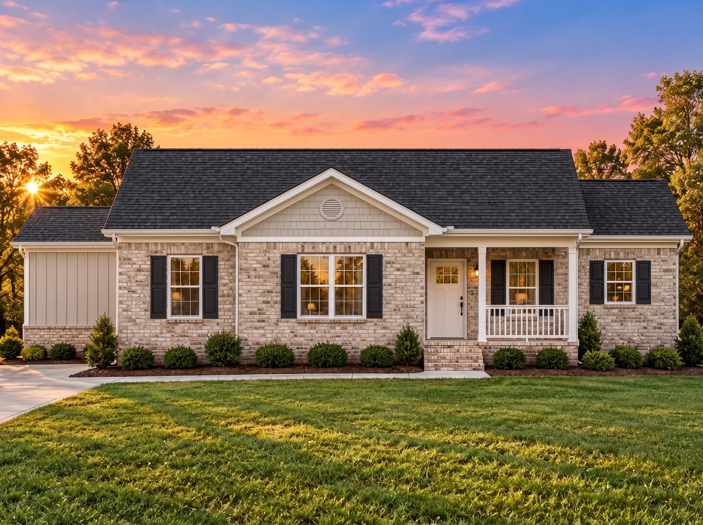 Plan  11-1916 – Dogwood Springs |  Traditional Ranch – 3-Bed, 2-Bath, 1,101 SF - Natural Brick, AI-generated exterior concept