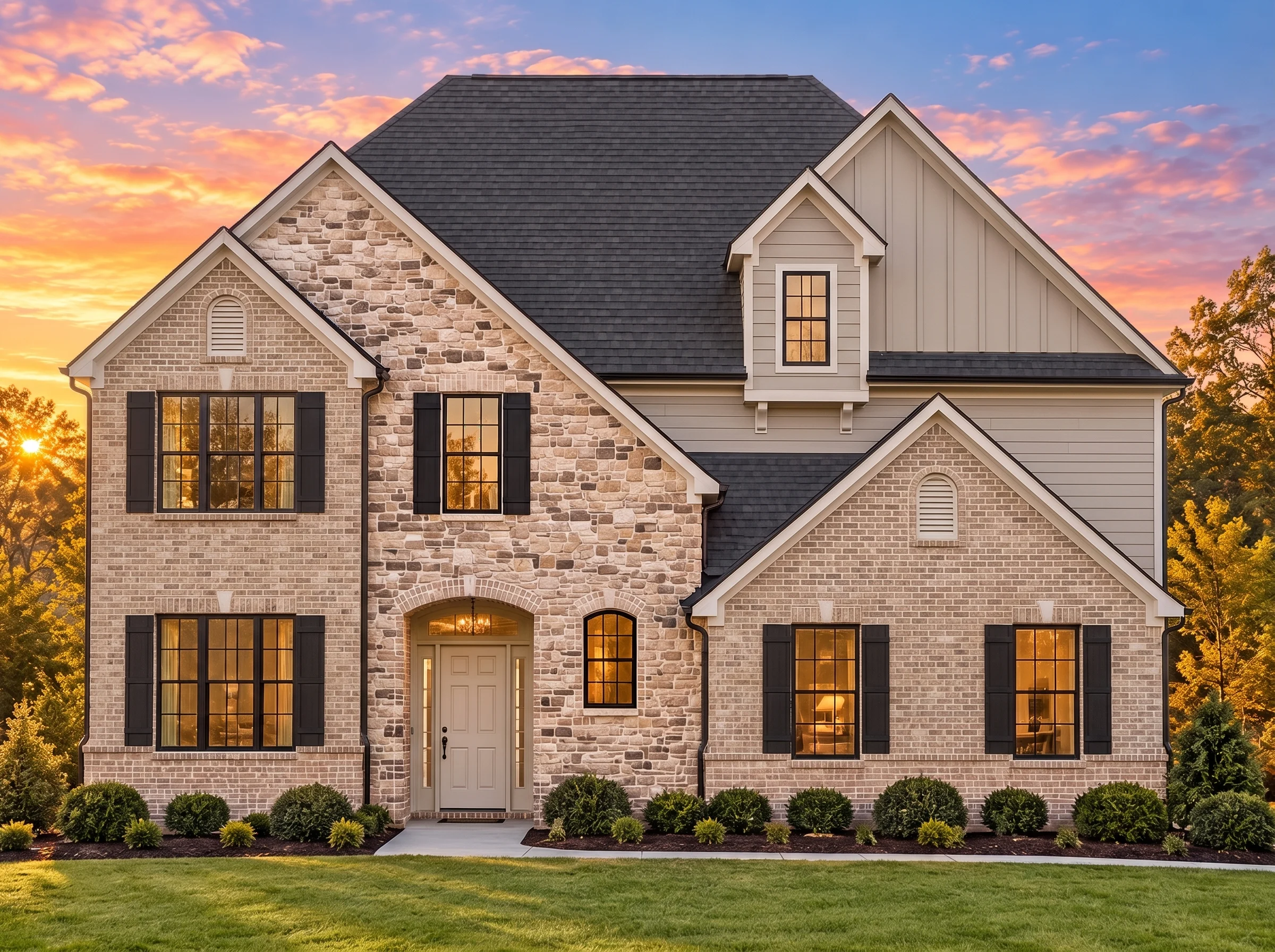 Plan  11-1802 – Step Estate |  Traditional Colonial – 4-Bed, 3.5-Bath, 3,143 SF - Natural Brick, AI-generated exterior concept