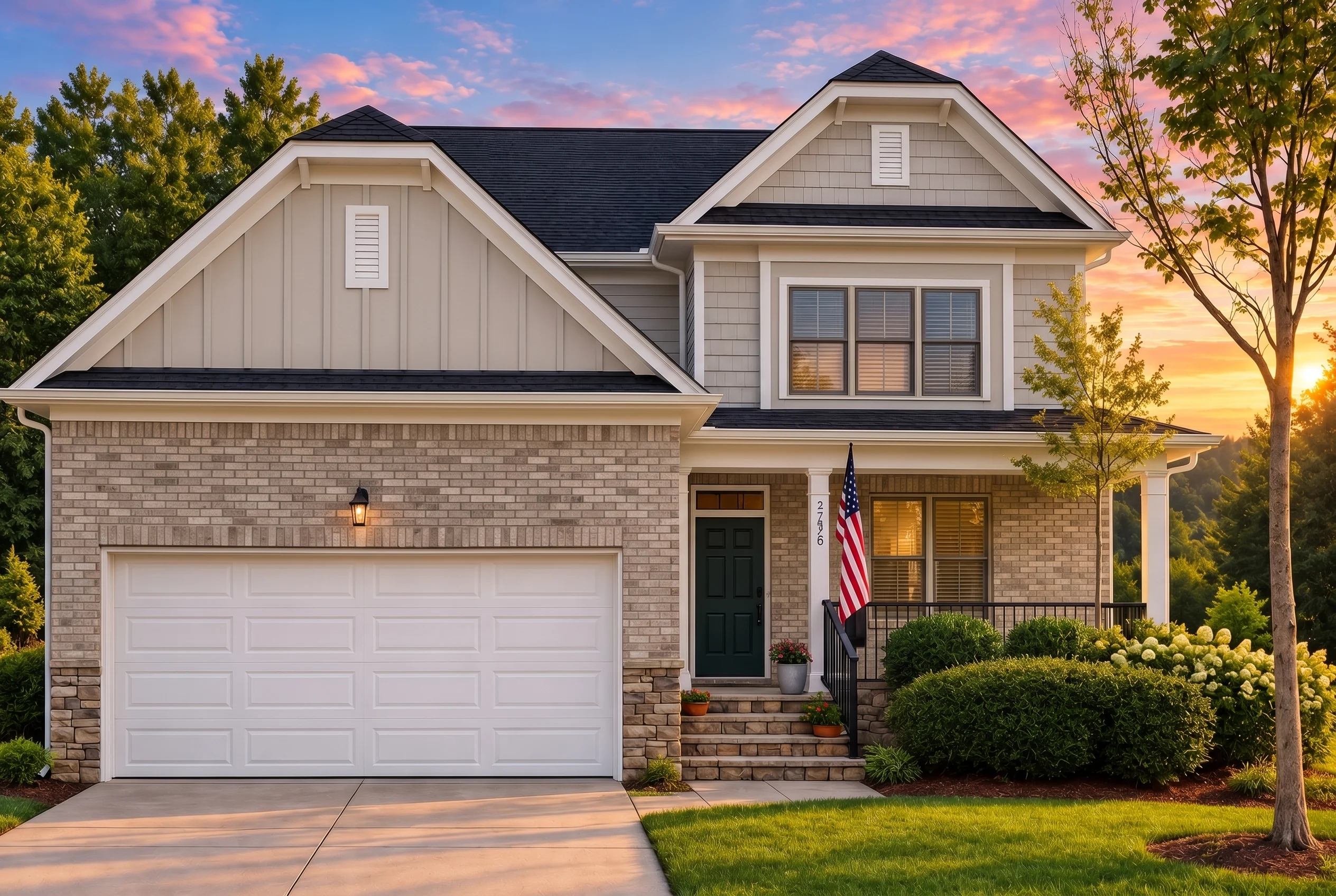 Plan  11-1750 – Ivy Brook Cottage |  Traditional Farmhouse – 3-Bed, 2.5-Bath, 2,482 SF - Natural Brick, AI-generated exterior concept