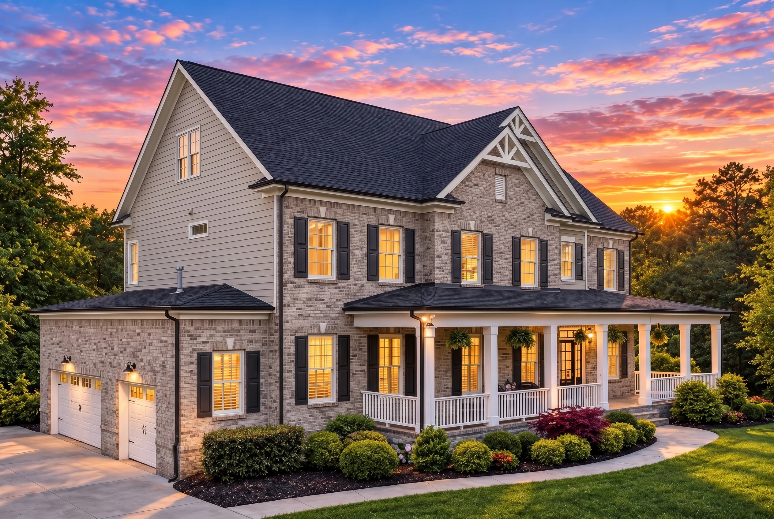 Plan  11-1752 – Rose Valley Homestead  | Colonial – 6-Bed, 5-Bath, 4,830 SF - Natural Brick, AI-generated exterior concept