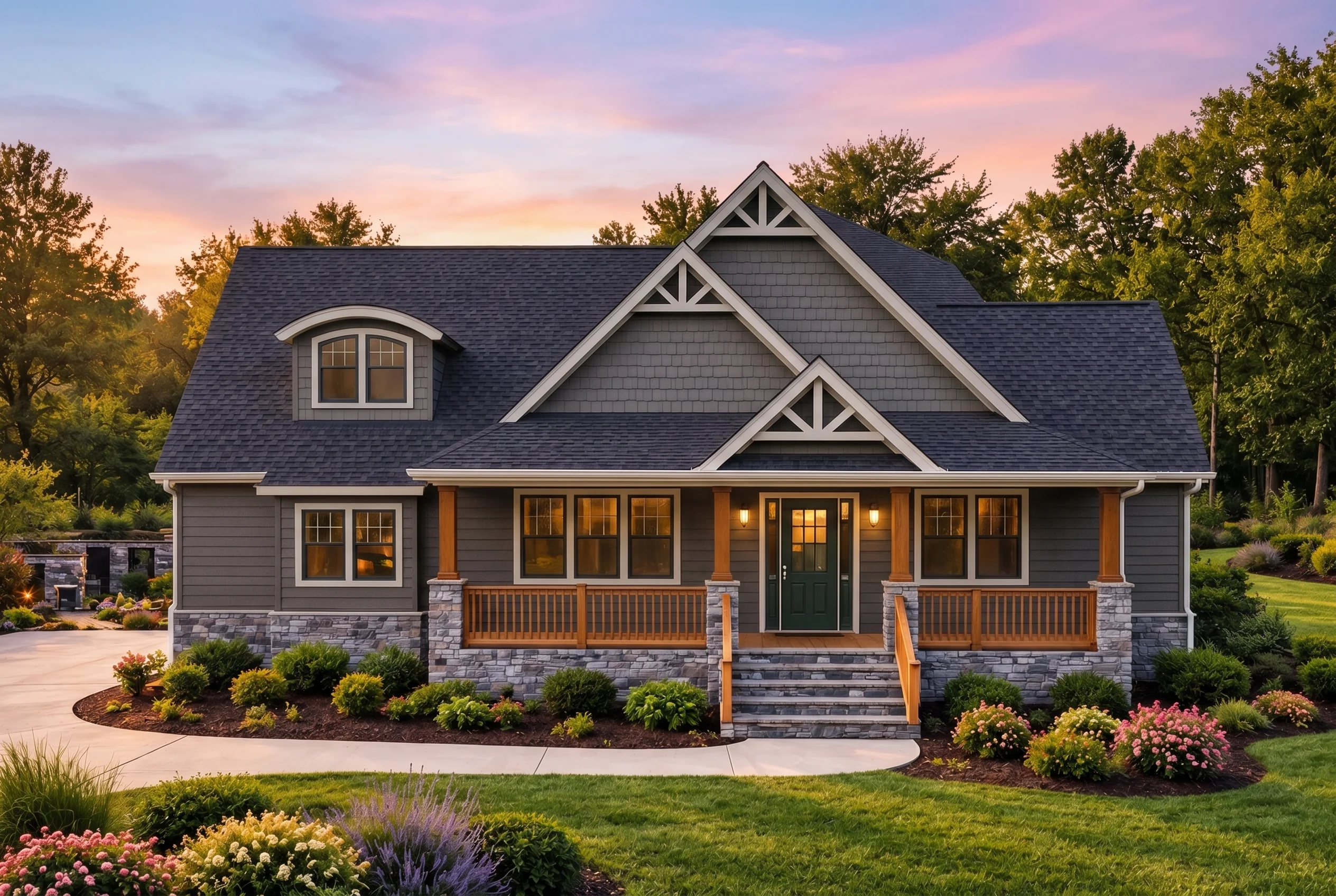 Plan  11-1824 – Auburn Summit Chalet  | Cape Cod – 3-Bed, 3.5-Bath, 2,680 SF - Warm Charcoal, AI-generated exterior concept