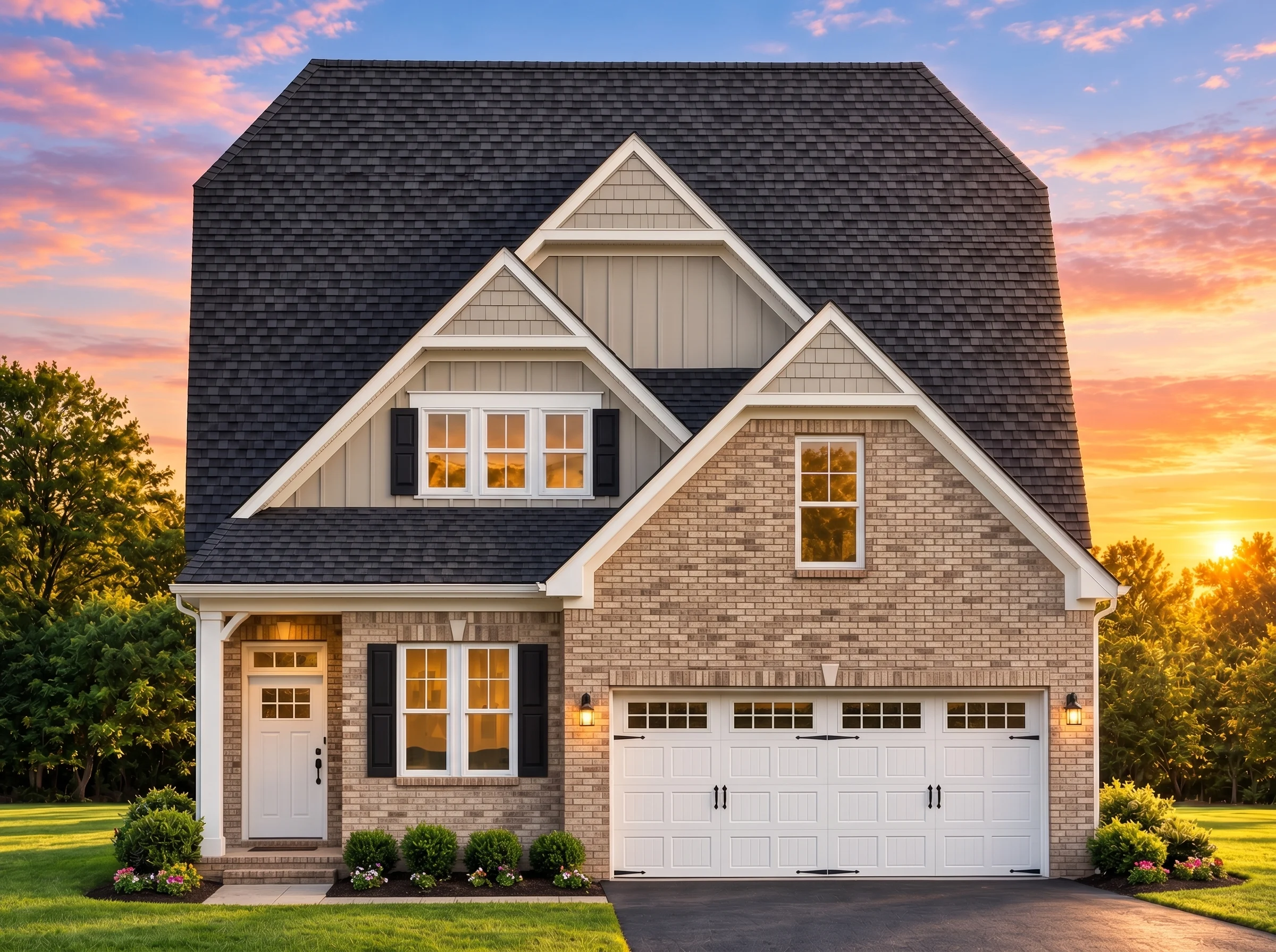 Plan  11-1800 – Dash Estate |  Traditional – 3-Bed, 2.5-Bath, 1,906 SF - Natural Brick, AI-generated exterior concept