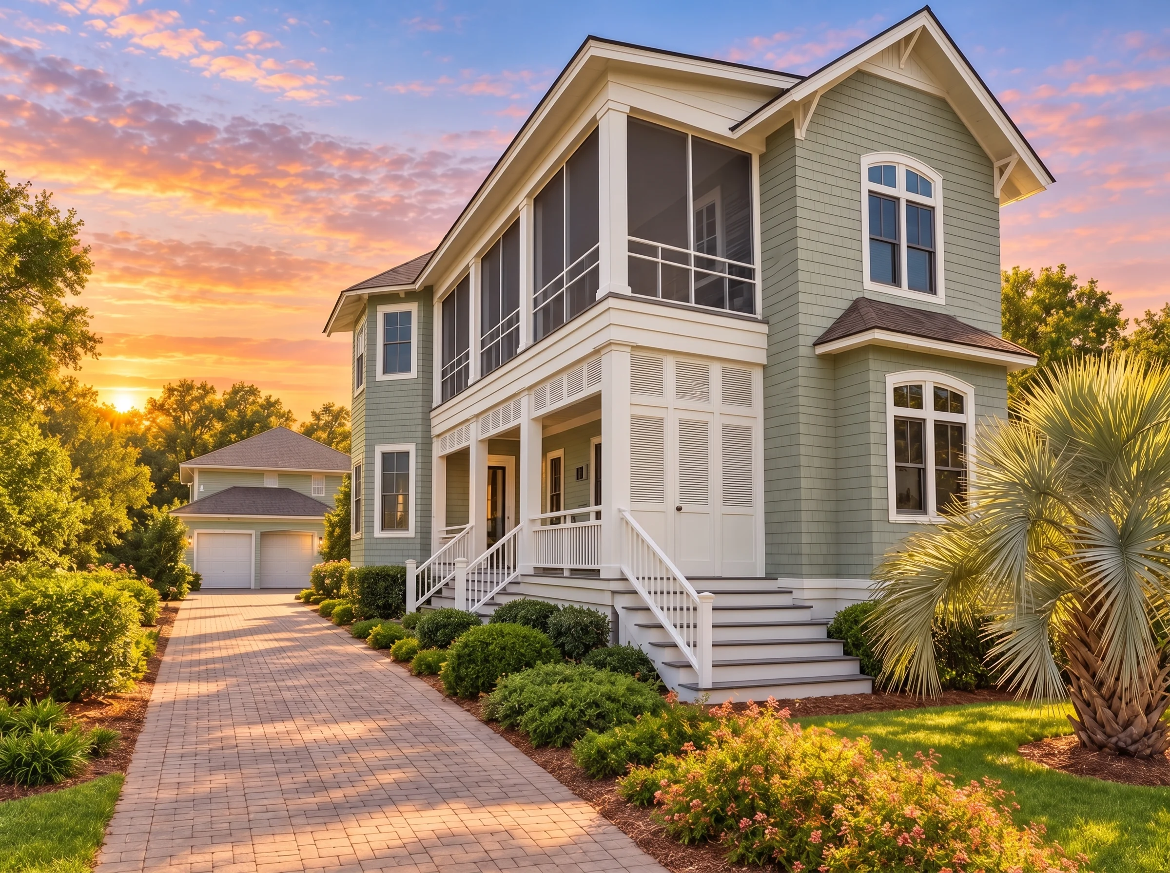 Plan  11-1840 – Truro Cabin |  Coastal – 5-Bed, 5.5-Bath, 3,753 SF - Muted Sage, AI-generated exterior concept