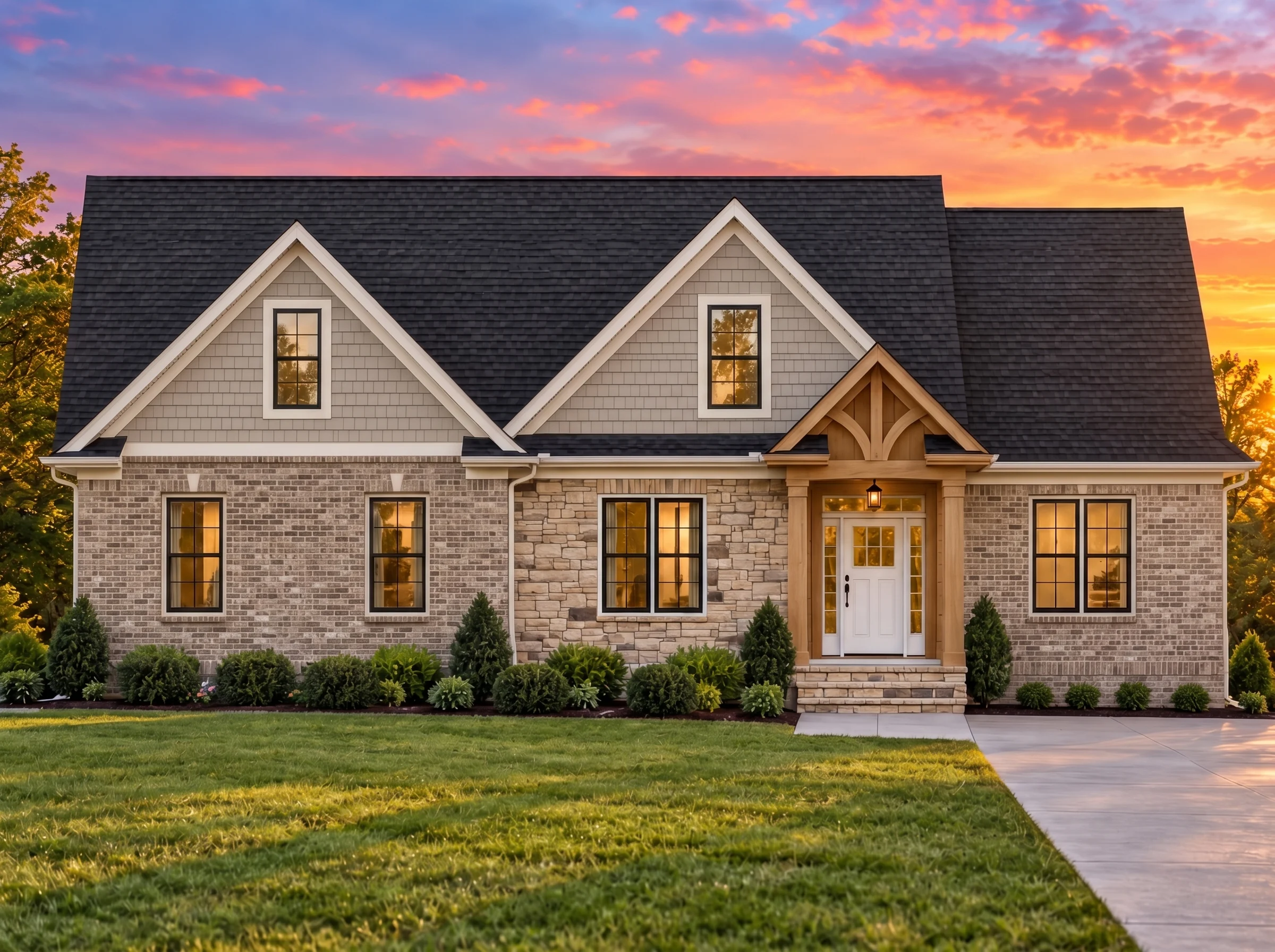 Plan  11-1826 – Anchorage Estate |  Craftsman – 3-Bed, 2-Bath, 2,066 SF - Natural Brick, AI-generated exterior concept