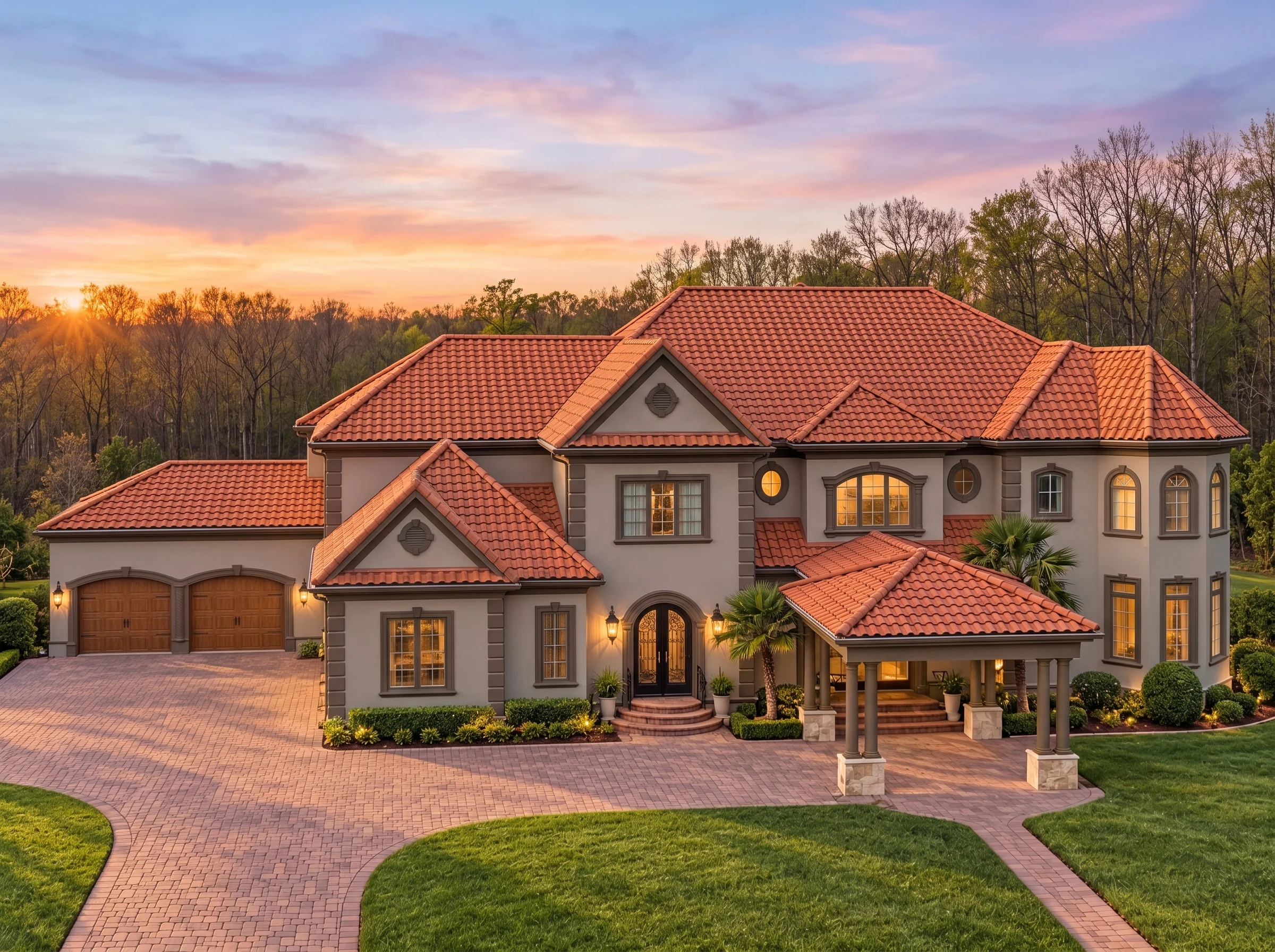Plan  11-1872 – Aster Willow Place |  French Provincial – 5-Bed, 5-Bath, 9,456 SF - Mushroom Taupe, AI-generated exterior concept