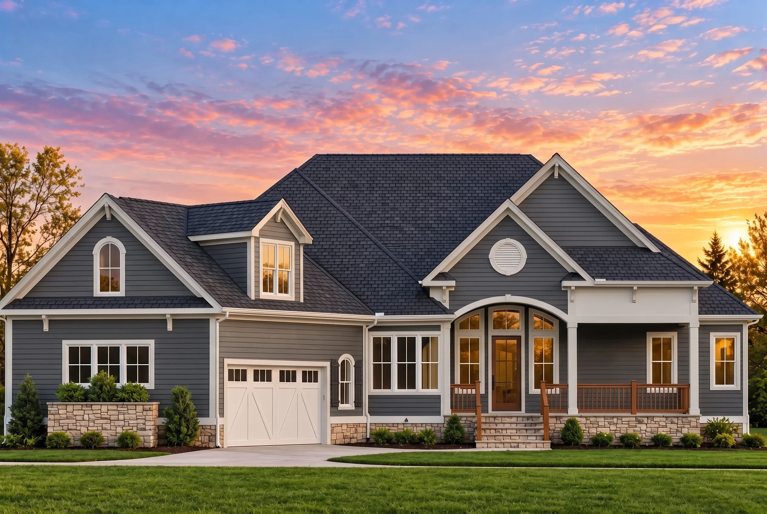 Plan  11-1892 – Auburn Brook Hall |  Craftsman – 3-Bed, 3.5-Bath, 2,874 SF - Warm Charcoal, AI-generated exterior concept
