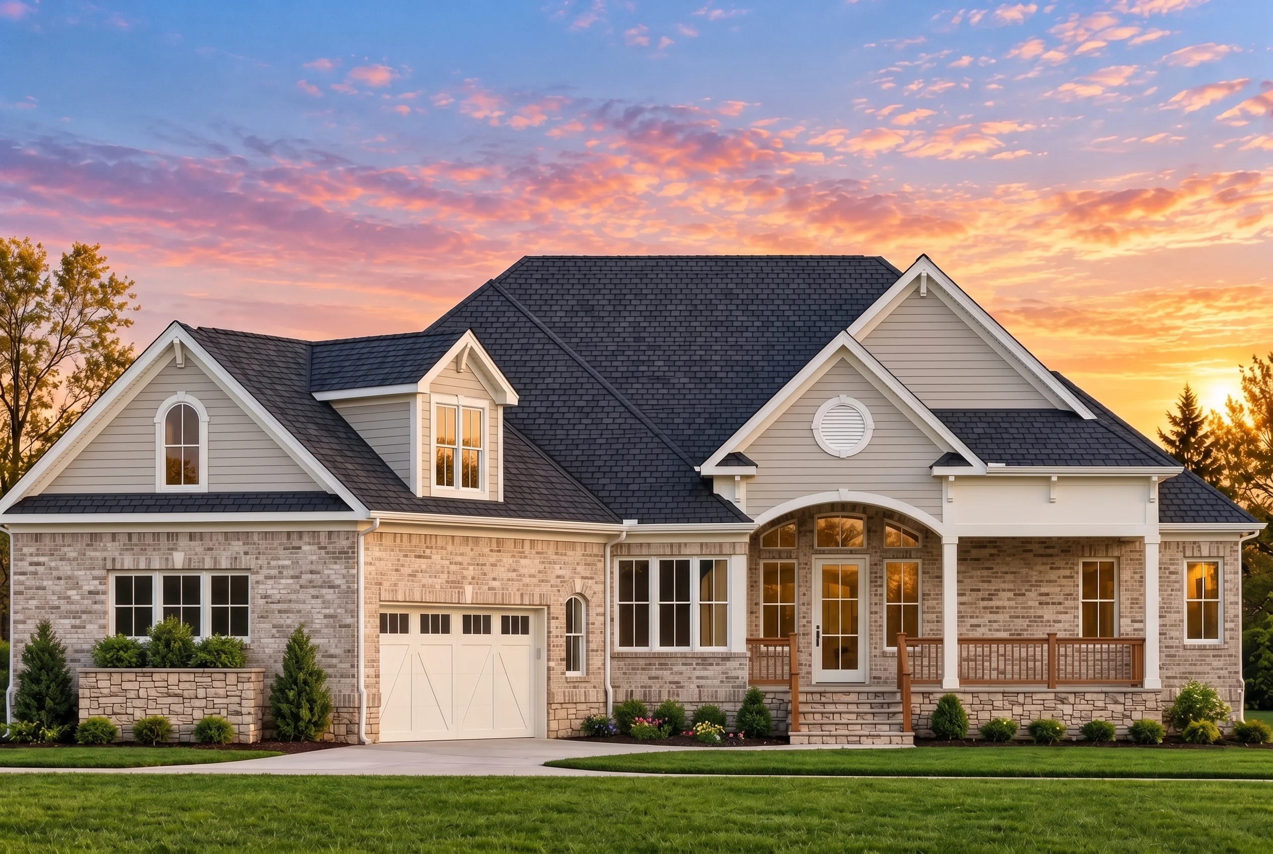 Plan  11-1892 – Auburn Brook Hall |  Craftsman – 3-Bed, 3.5-Bath, 2,874 SF - Natural Brick, AI-generated exterior concept