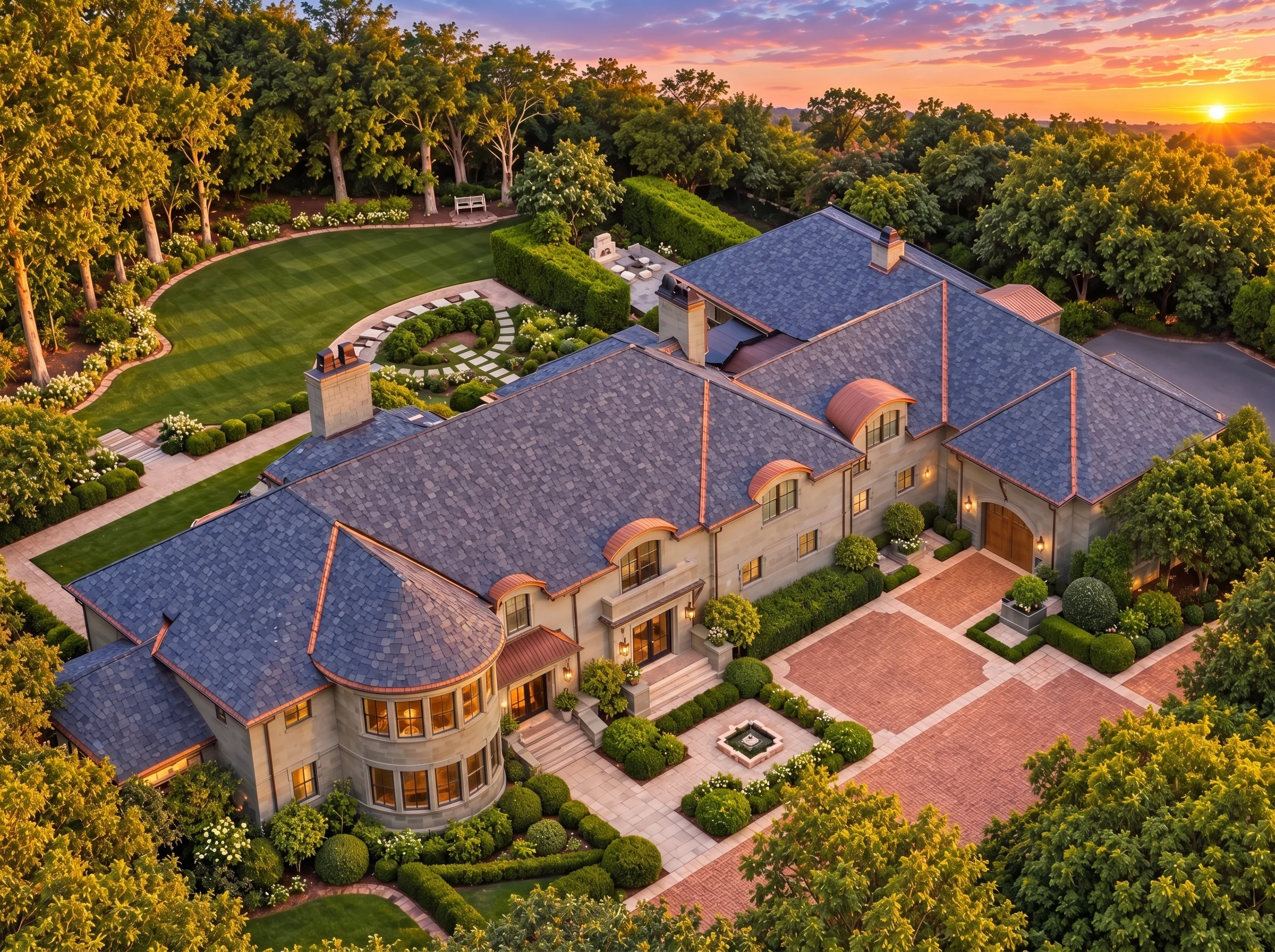 Plan  11-1920 – The Stables | French  Provincial – 5-Bed, 5-Bath, 7,701 SF - Mushroom Taupe, AI-generated exterior concept