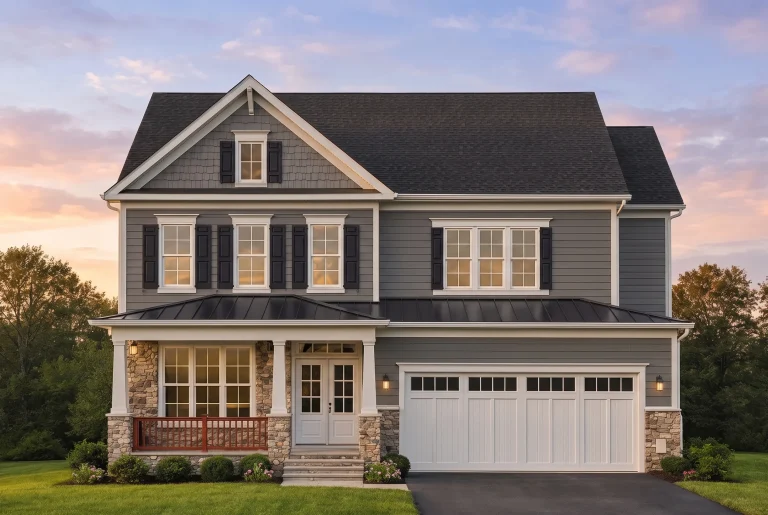 Plan  11-1923 – Royal Residence |  Traditional Colonial – 5-Bed, 3.5-Bath, 2,326 SF - Warm Charcoal, AI-generated exterior concept