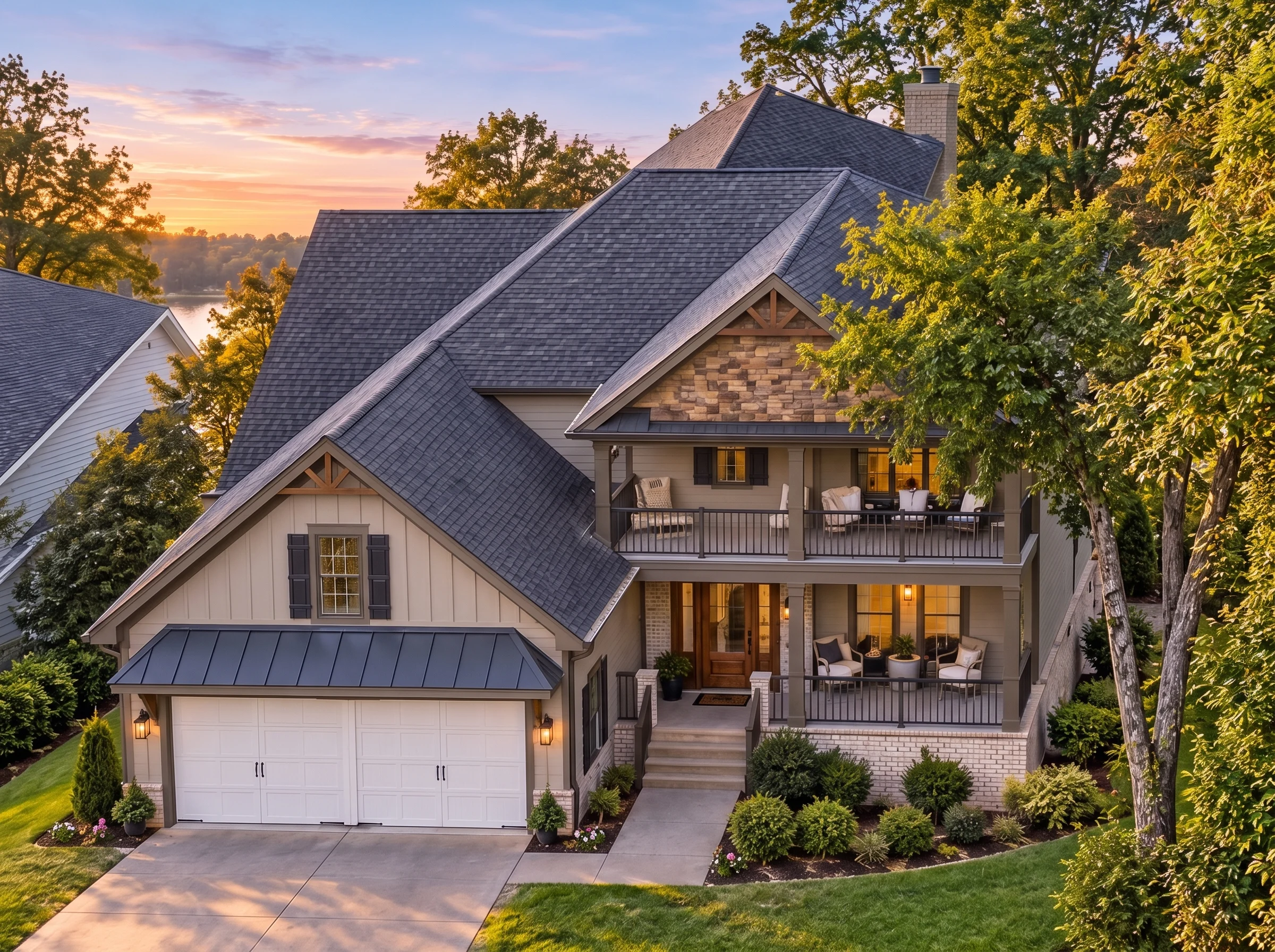 Plan  11-1957 – Teakwood Shores |  Southern Traditional – 4-Bed, 2.5-Bath, 2,732 SF - Mushroom Taupe, AI-generated exterior concept