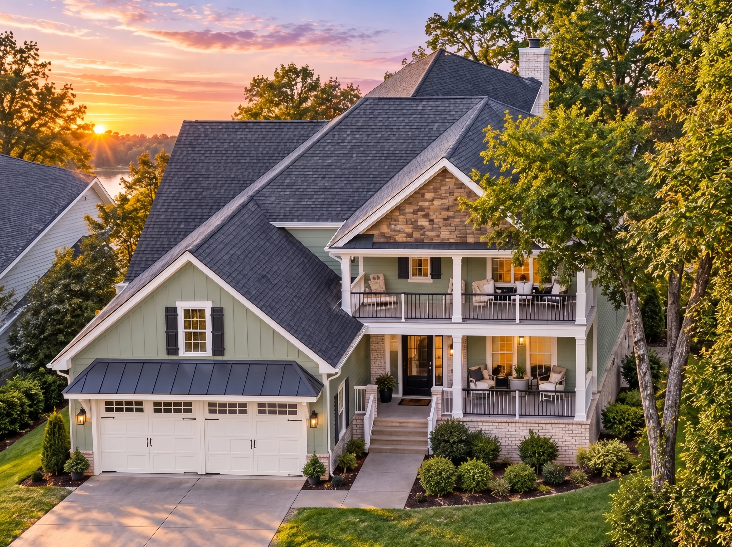 Plan  11-1957 – Teakwood Shores |  Southern Traditional – 4-Bed, 2.5-Bath, 2,732 SF - Muted Sage, AI-generated exterior concept