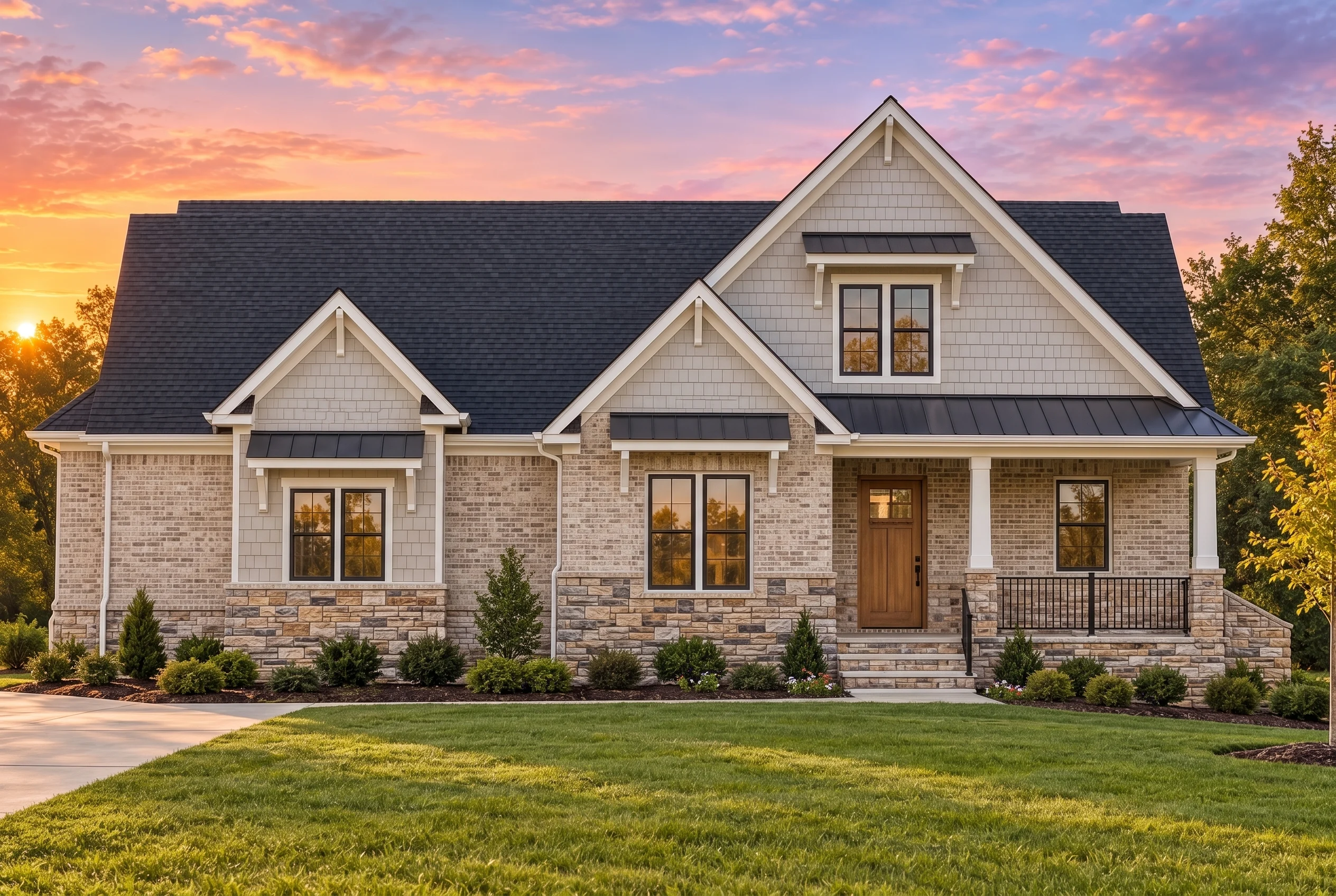 Plan  12-1100 – Dakota Badlands |  Craftsman – 3-Bed, 2.5-Bath, 3,014 SF - Natural Brick, AI-generated exterior concept