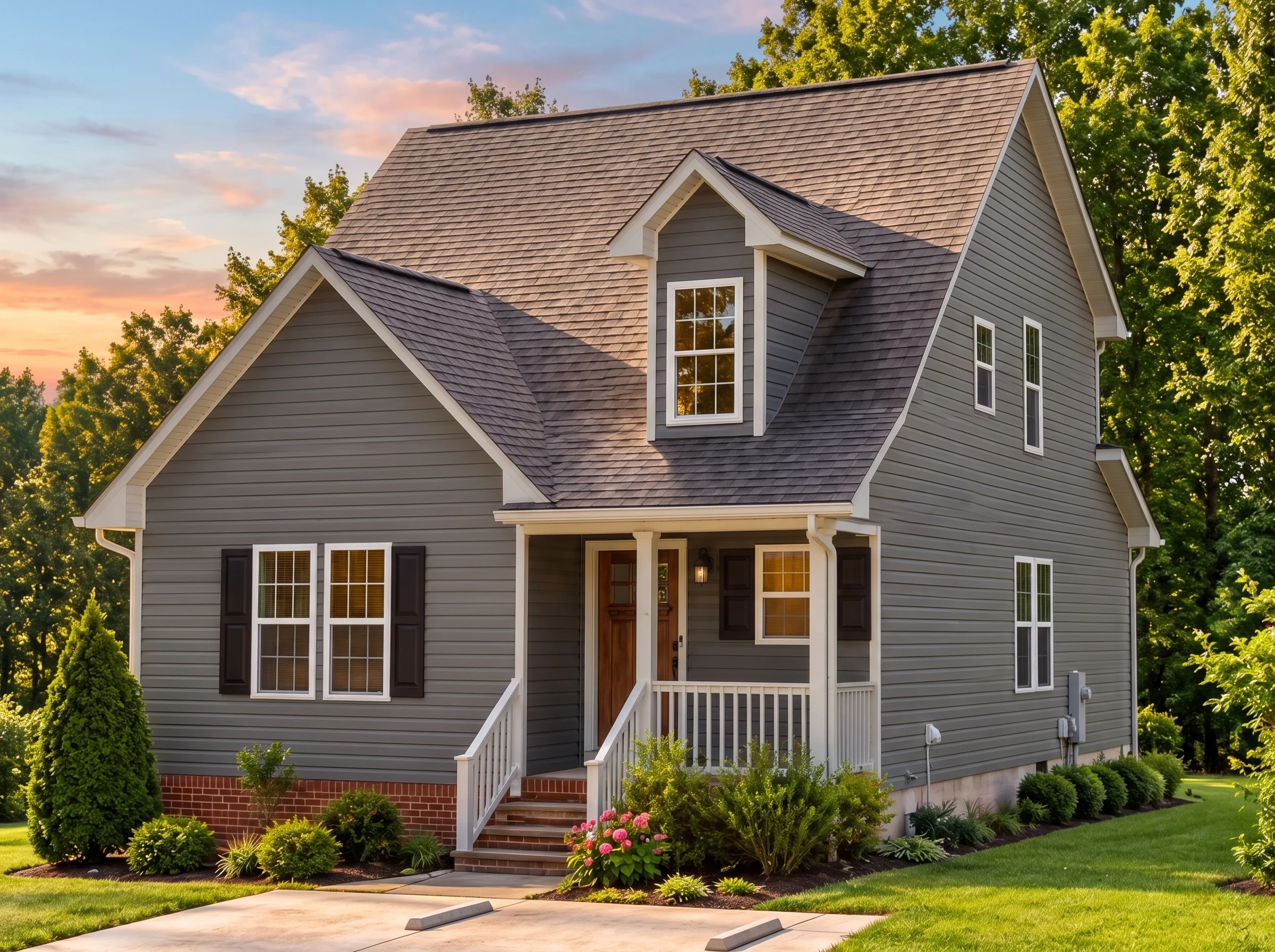 Plan  12-1071 – Delaware Plateau |  Cape Cod – 3-Bed, 2-Bath, 1,206 SF - Warm Charcoal, AI-generated exterior concept