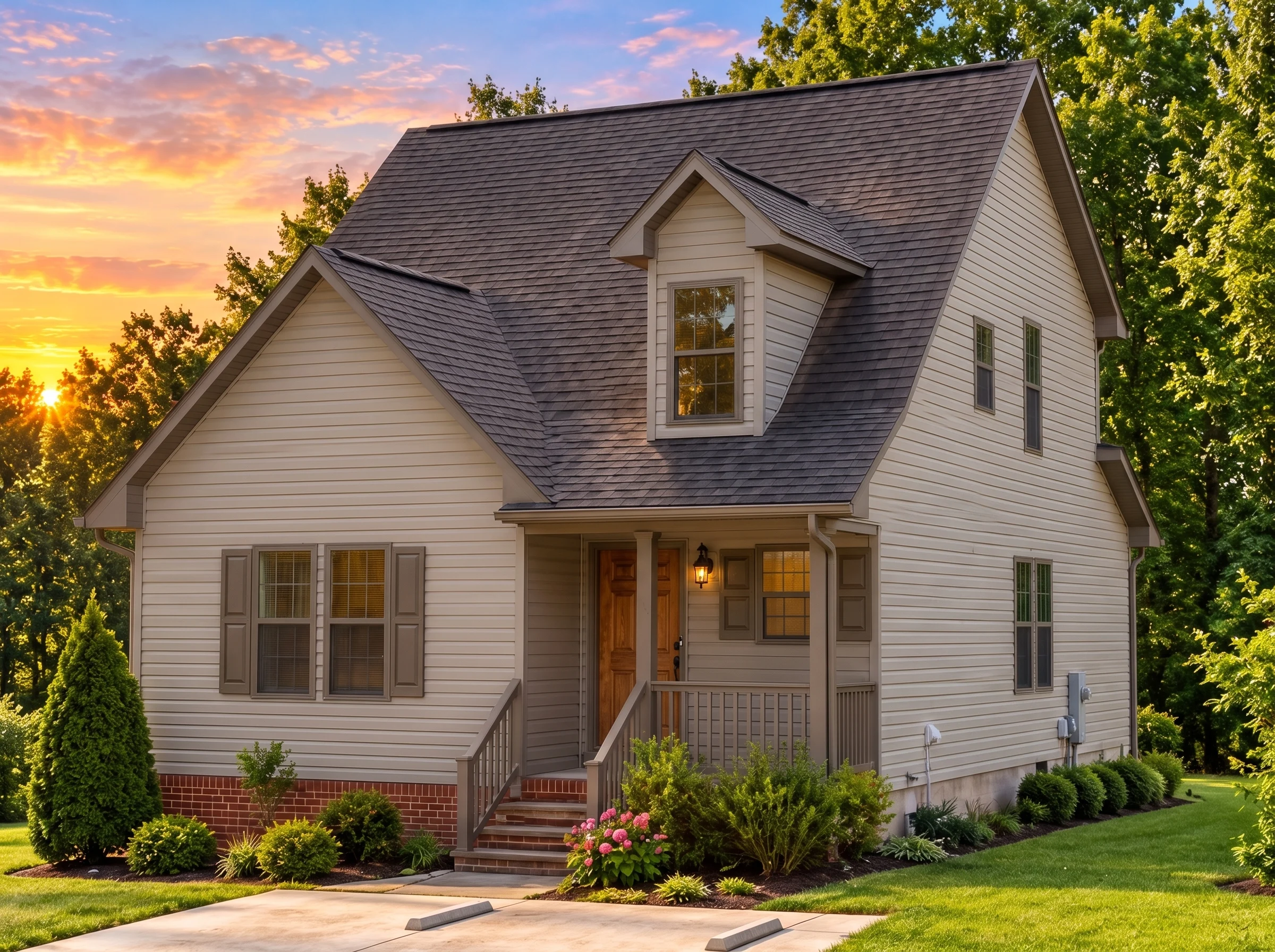 Plan  12-1071 – Delaware Plateau |  Cape Cod – 3-Bed, 2-Bath, 1,206 SF - Mushroom Taupe, AI-generated exterior concept