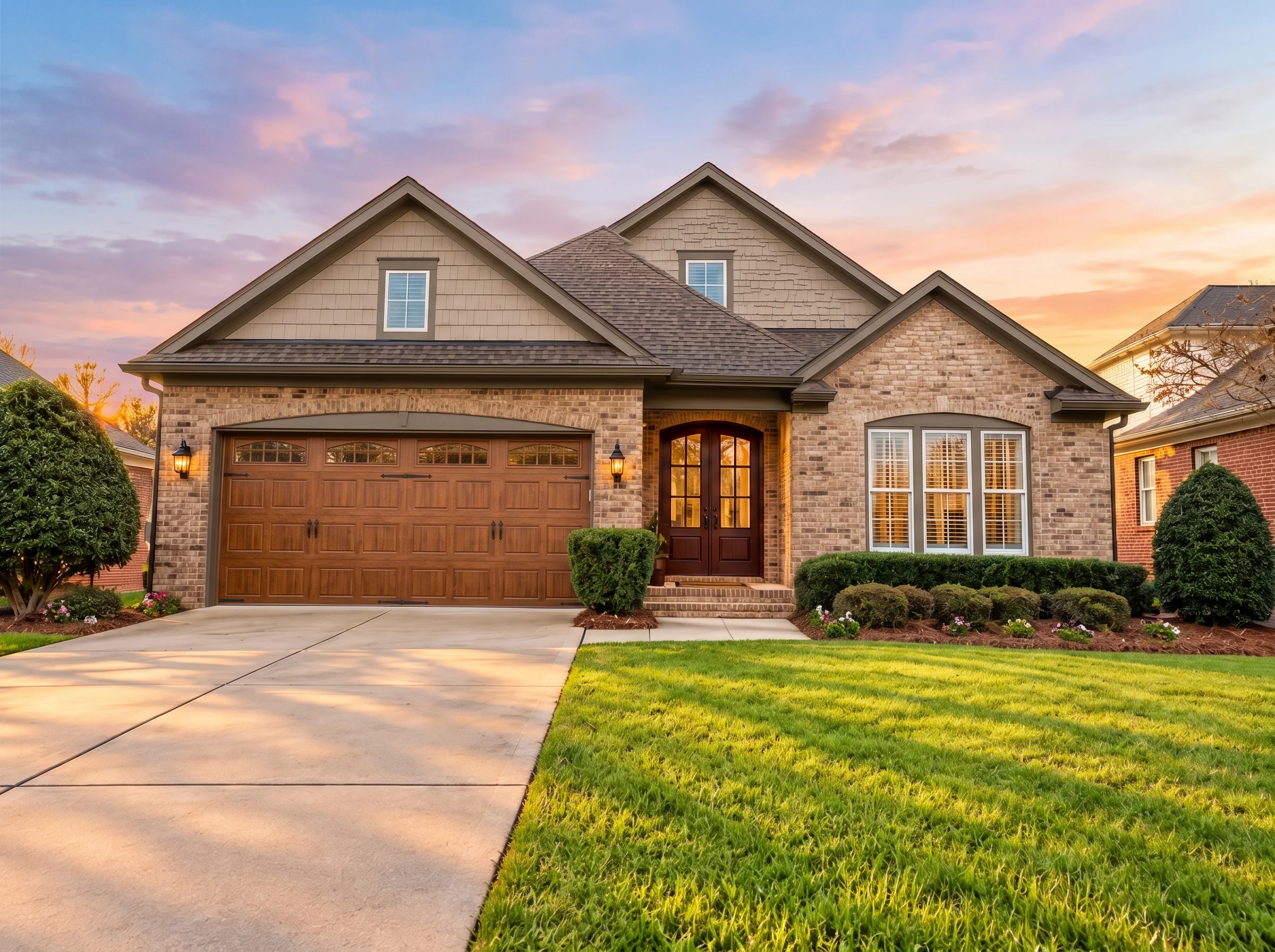 Plan  12-1046 – Aster Garden Haven |  Traditional – 5-Bed, 3-Bath, 3,059 SF - Mushroom Taupe, AI-generated exterior concept