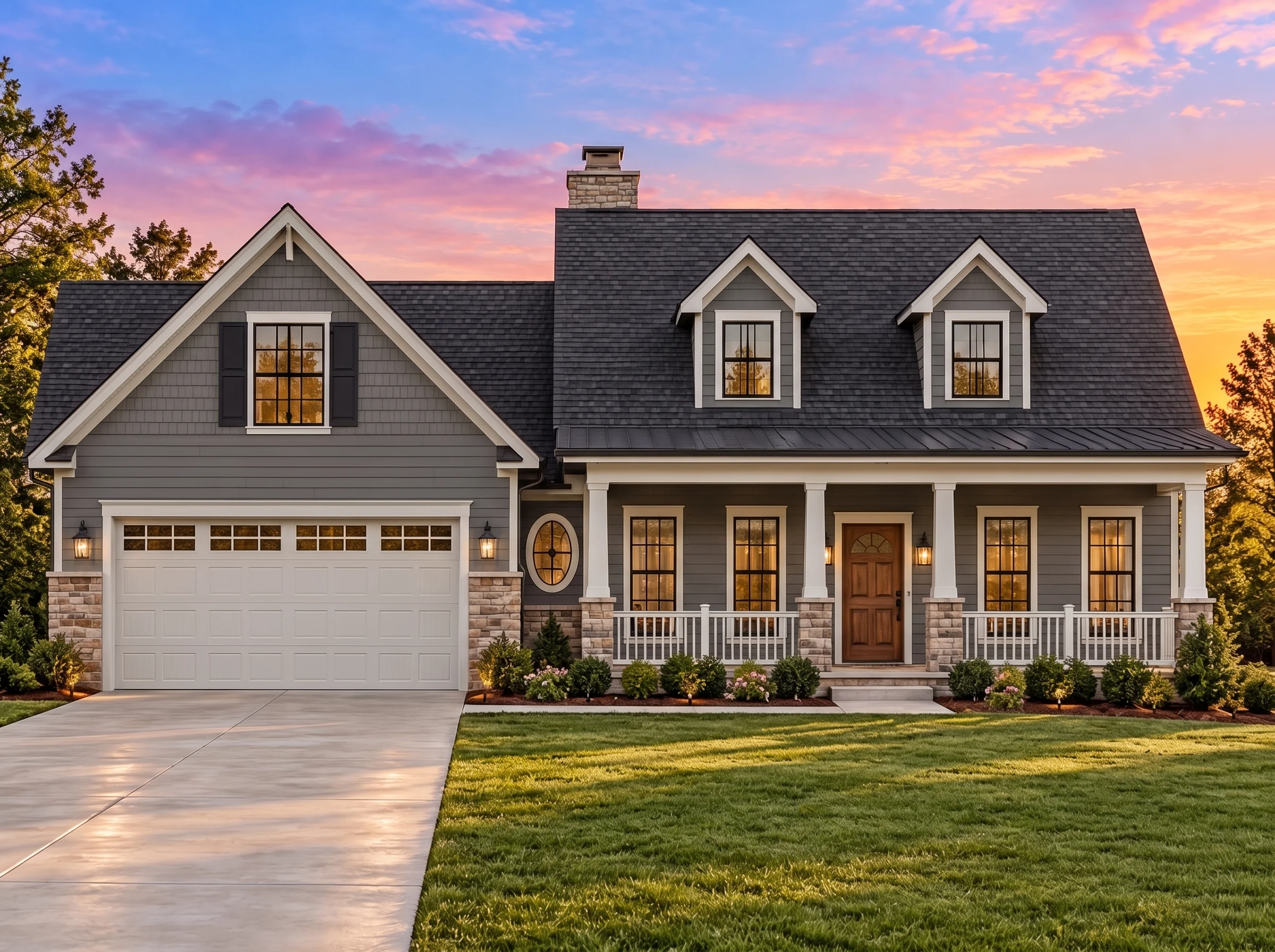 Plan  11-2086 – Rose Ridge Farm |  Cape Cod – 3-Bed, 2-Bath, 1,573 SF - Warm Charcoal, AI-generated exterior concept