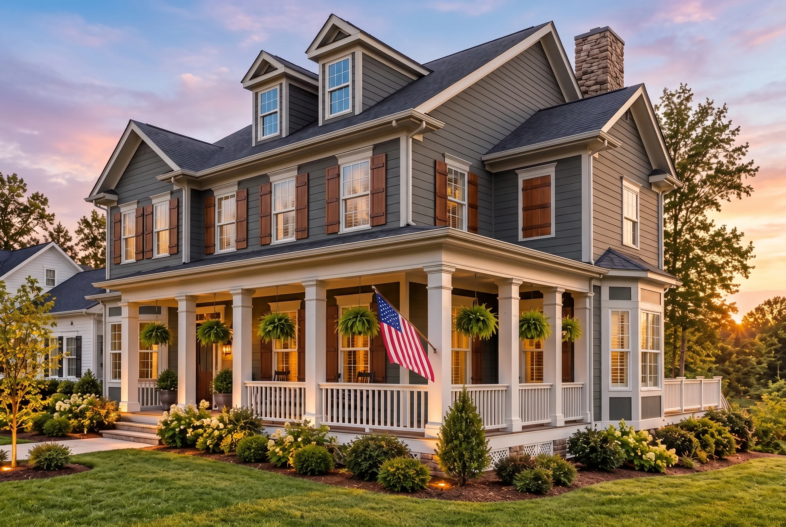 Plan  11-2029 – Auburn Heights Residence | Colonial – 4-Bed, 4.5-Bath, 3,461 SF - Warm Charcoal, AI-generated exterior concept